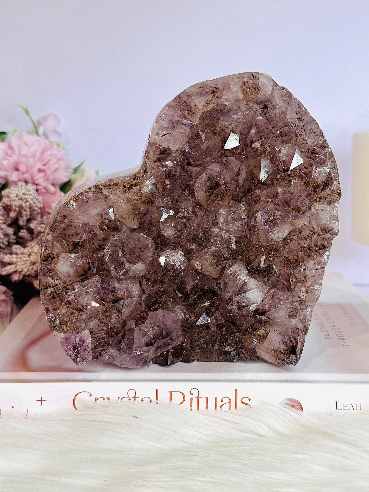 Huge 15cm 1.44KG Amethyst Cluster Carved Heart From Brazil