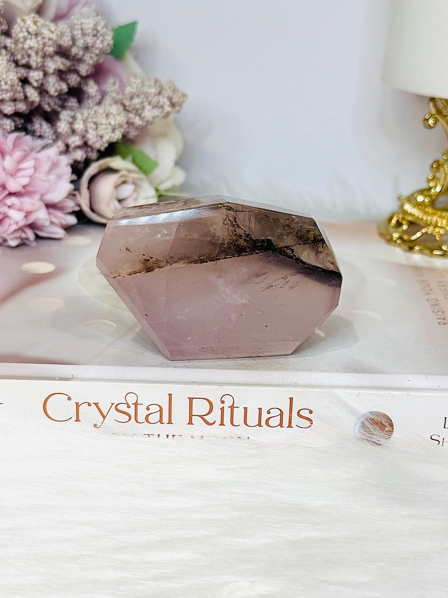 Natural Rose Quartz Freeform with Fern Tree Dentrictic Inclusions 7.5cm