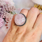 Large Rose Quartz Stone Silver Ring In Gft Bag