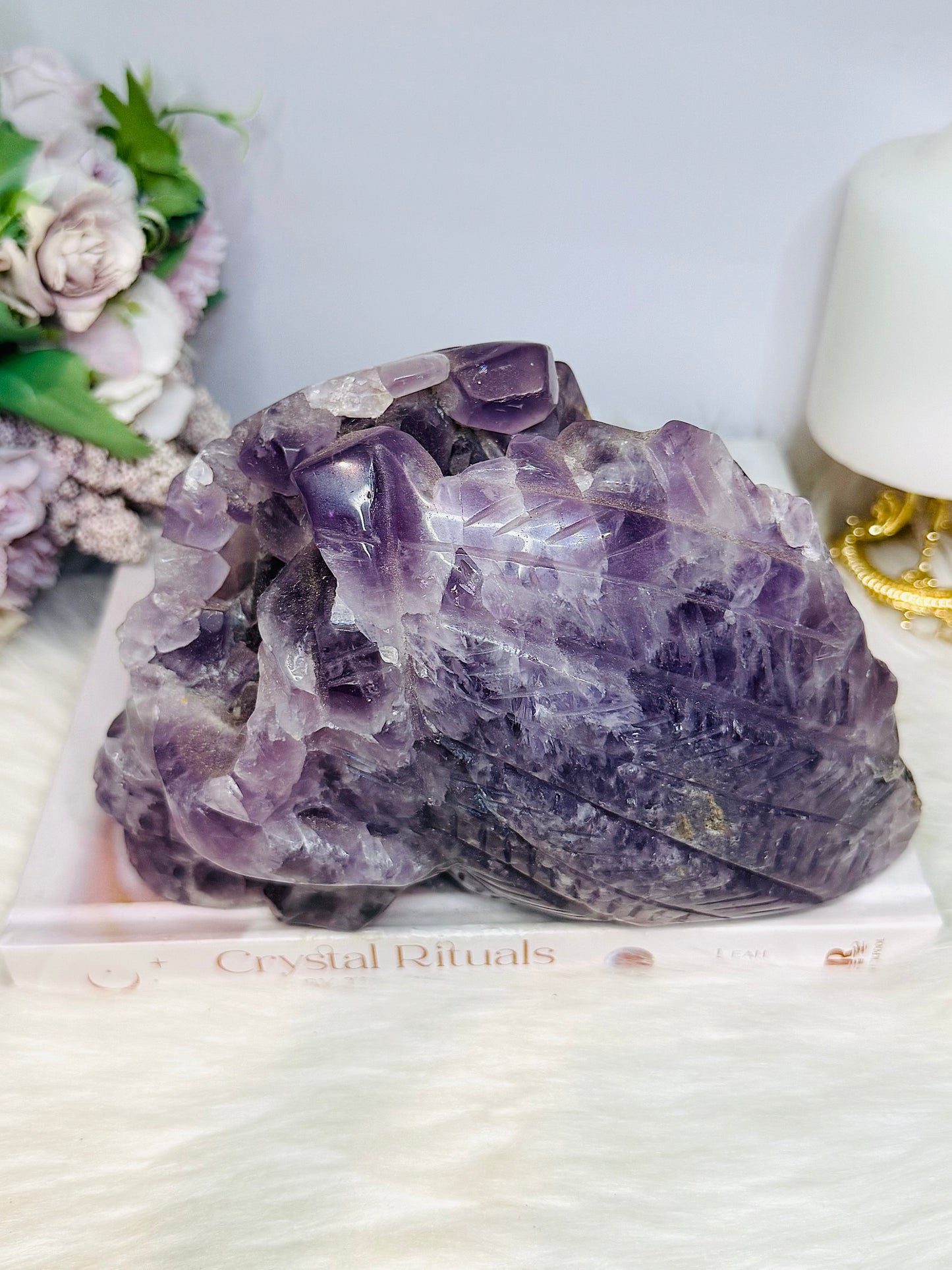 Huge Amethyst Druzy Carved Skull 18.5cm 2.46KG
