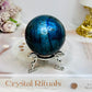 Large Blue Flash Labradorite Sphere On Stand 277g