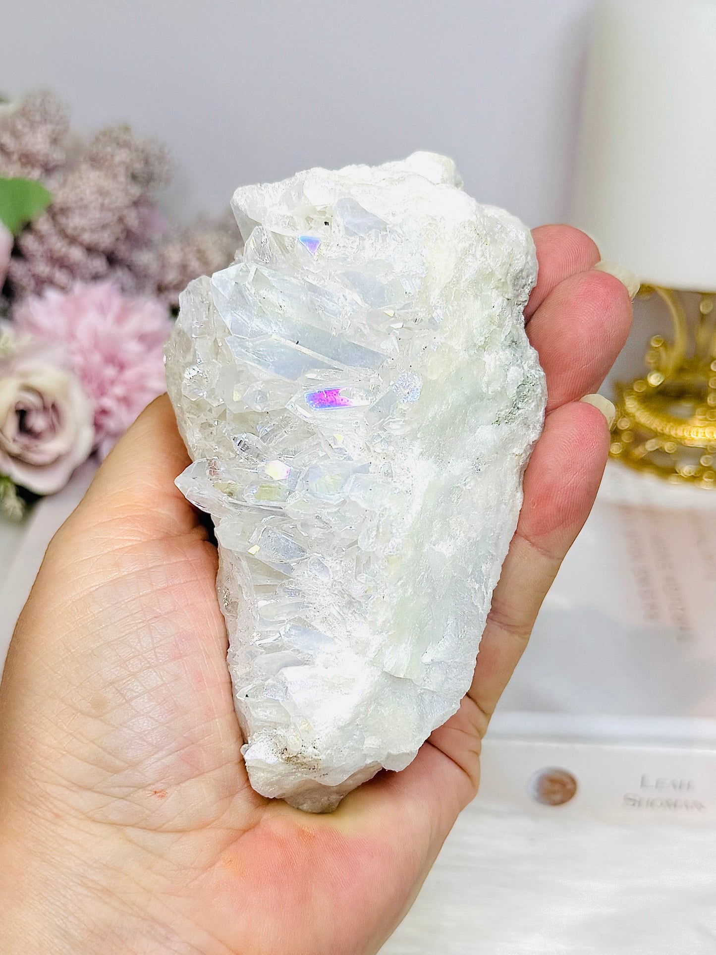 Large Angel Aura Clear Quartz Cluster 10.5cm 298g