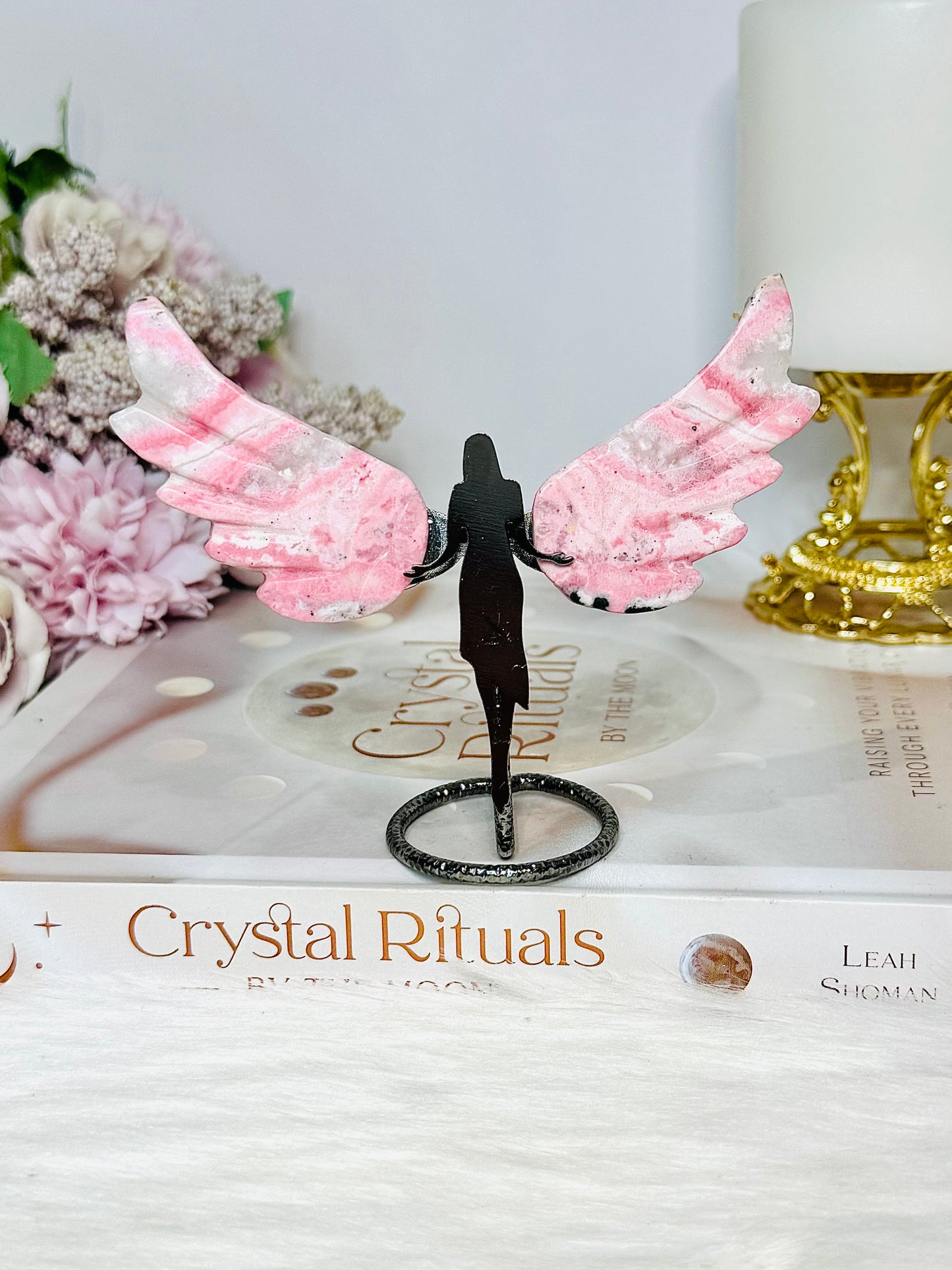 Pink Peruvian Rhodonite Angel Wings 9cm