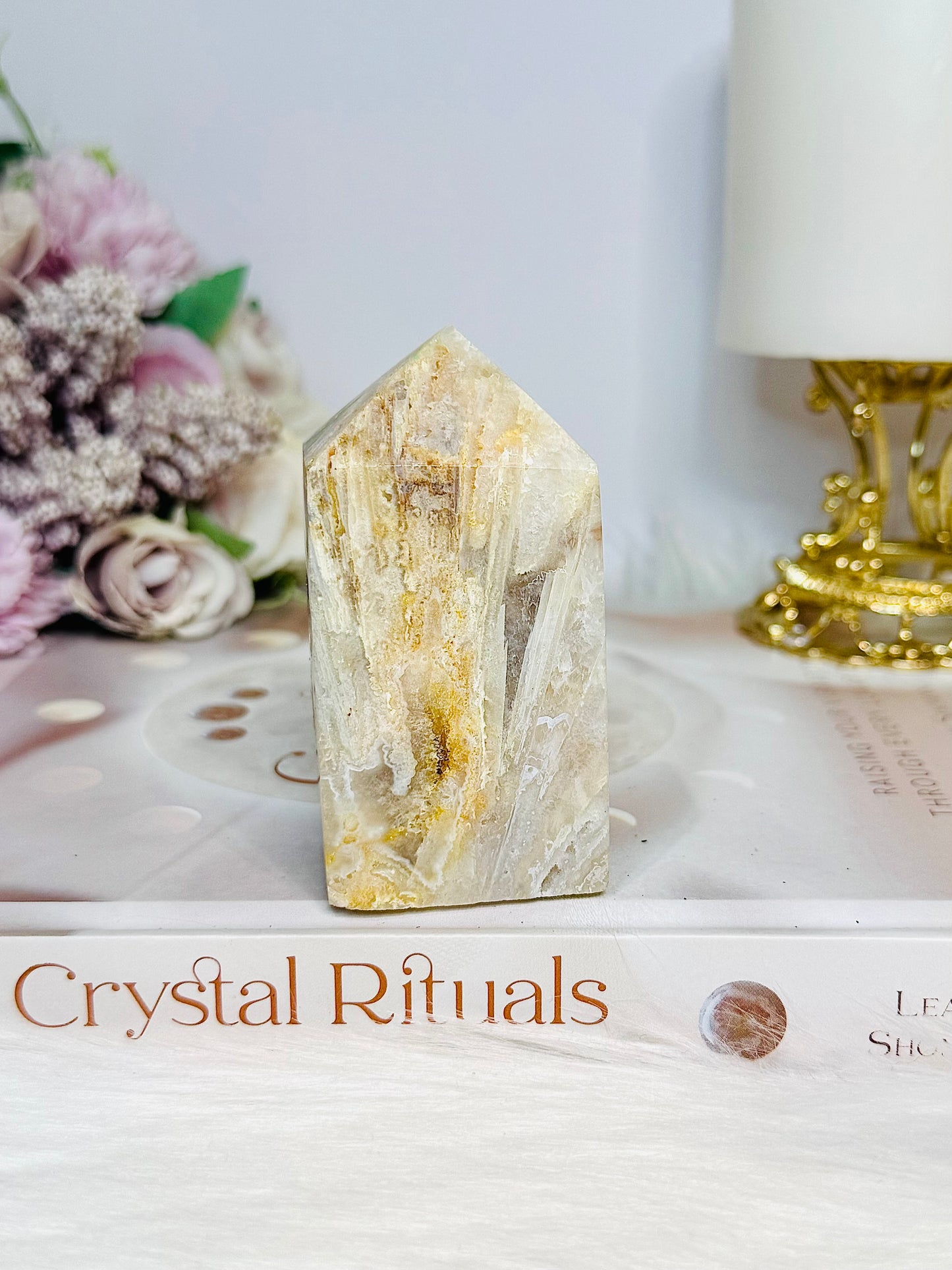 Pink Amethyst Druzy Tower with Rutile 7.5cm