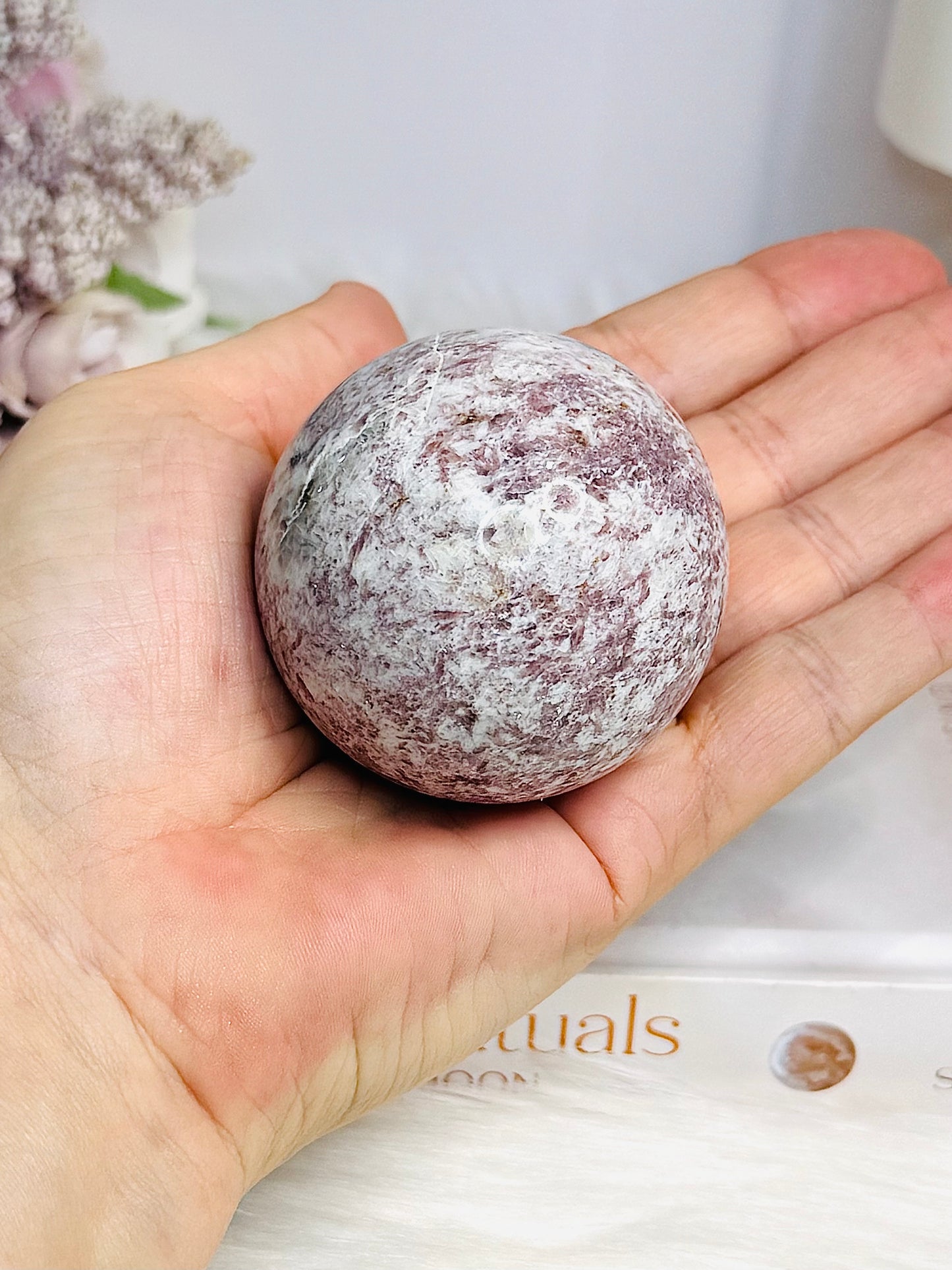 Pink Tourmaline Sphere on Stand 215g