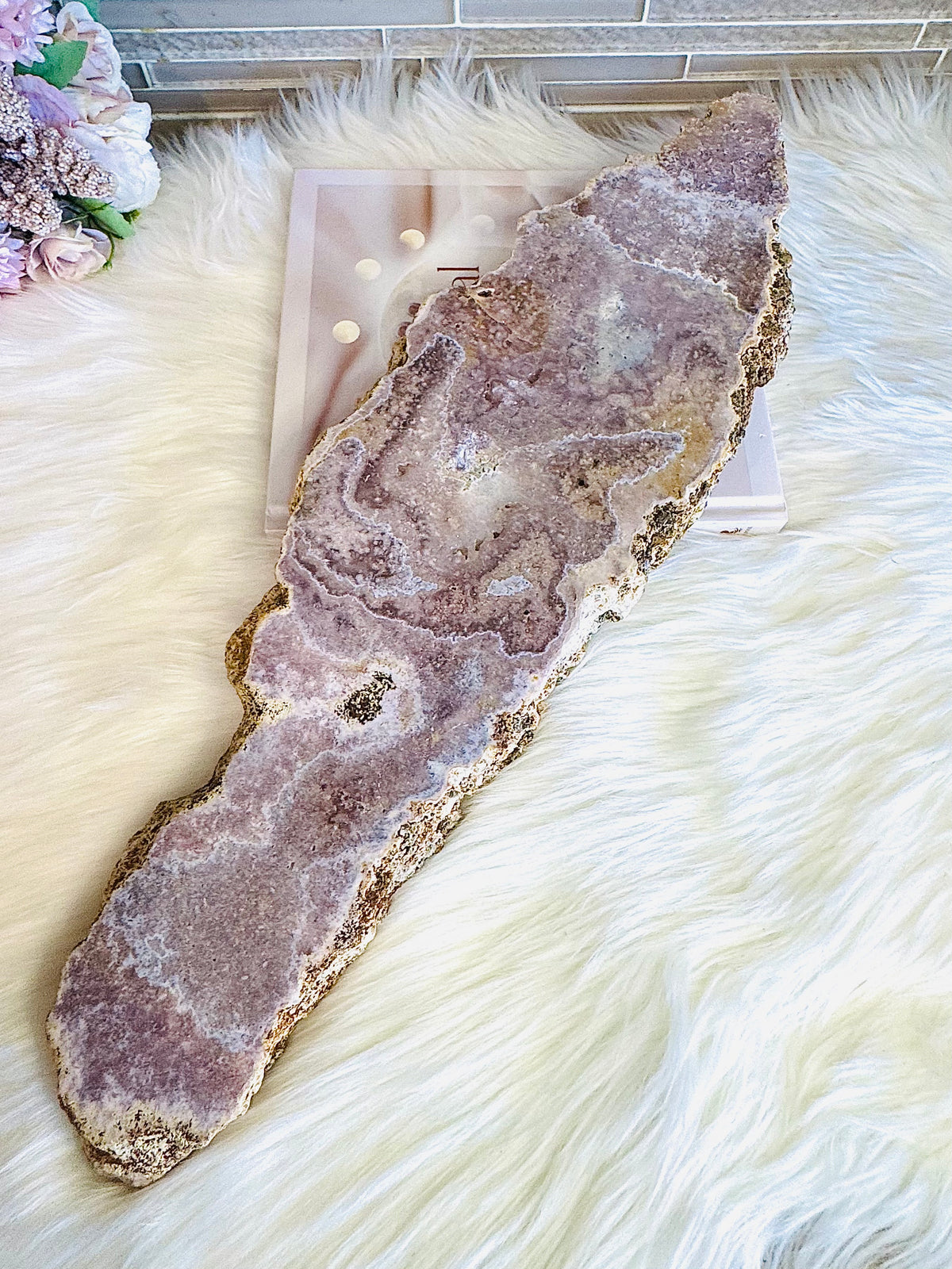 Statement Piece ~ Huge Chunky Pink Amethyst Slab on Stand 2.9KG 19cm