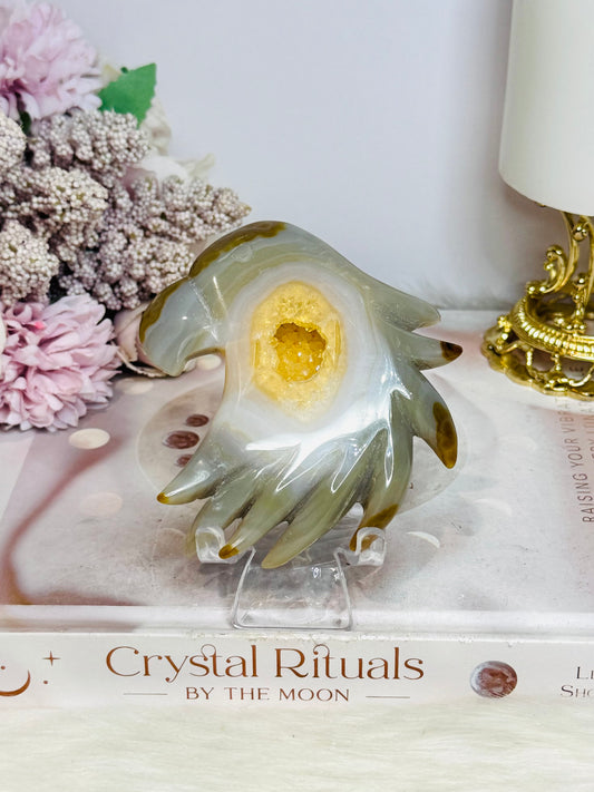 Chunky Druzy Agate Eagle On Stand 9cm