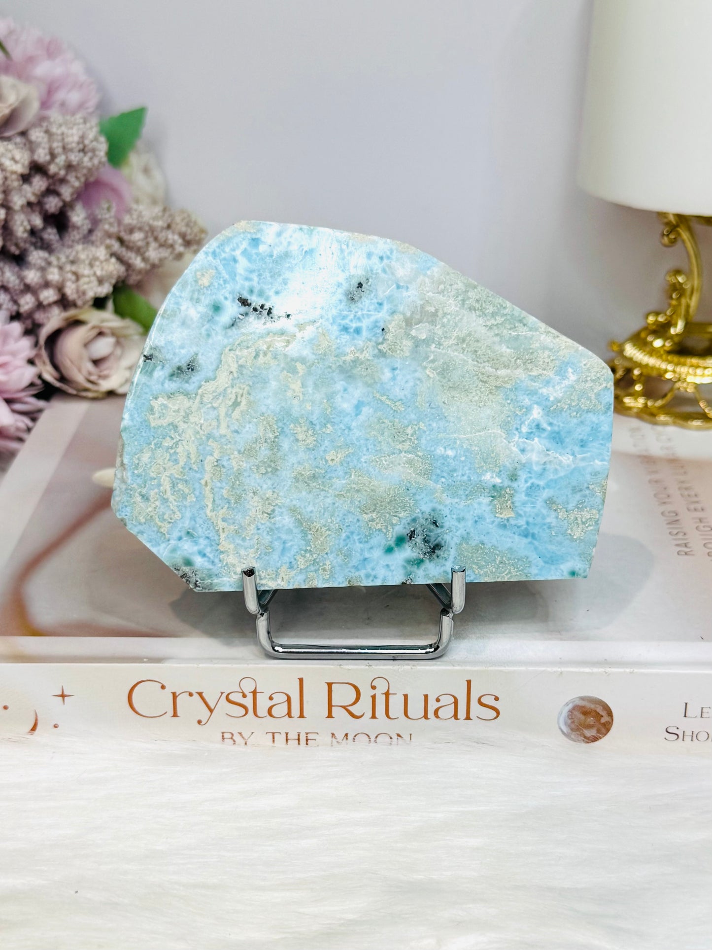 A Collectors Piece ~ Natural Larimar Slab On Stand 10cm 169g