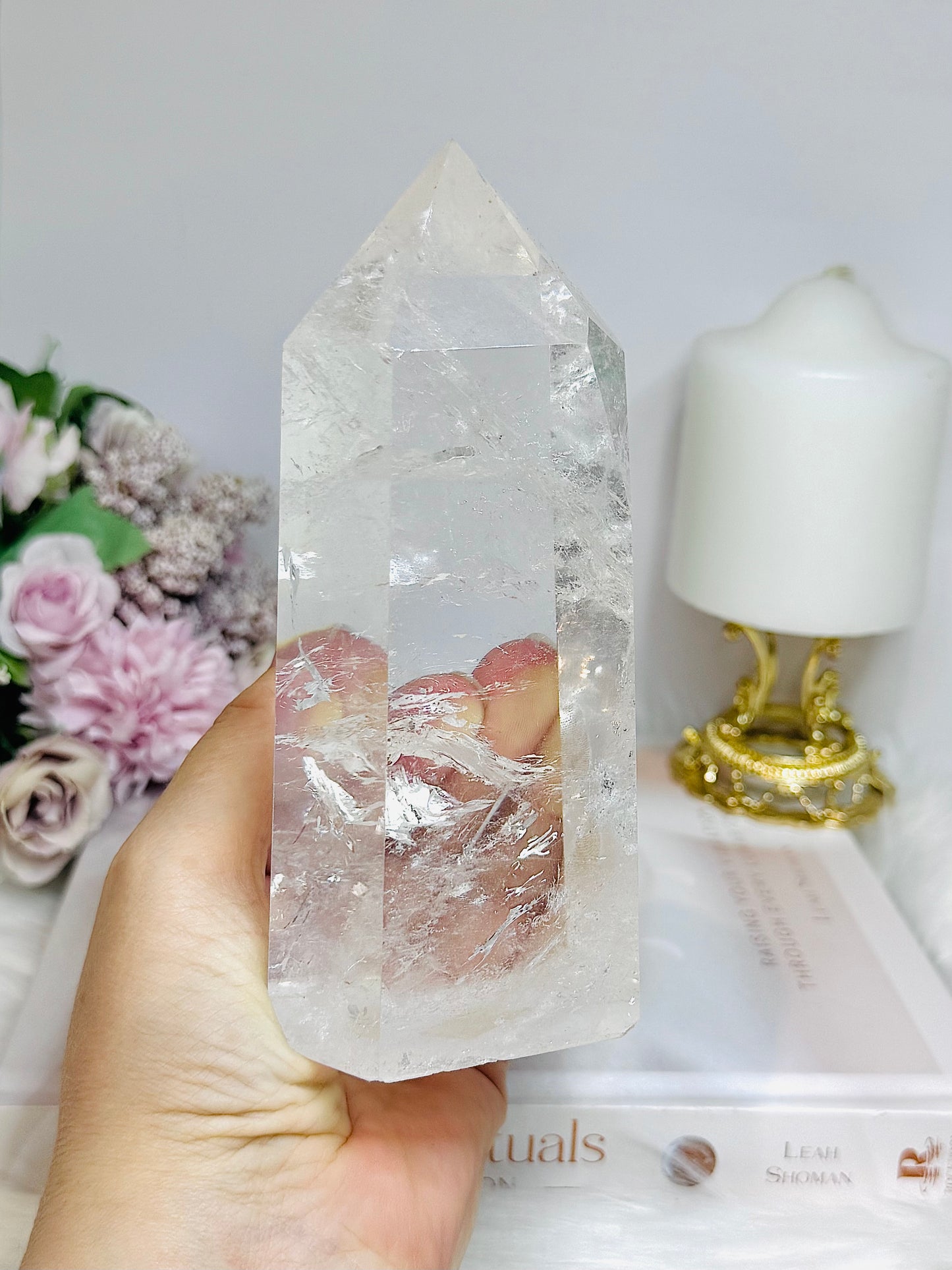 High Grade AAA Clear Quartz Large Chunky Tower From Brazil 15.5cm 956g
