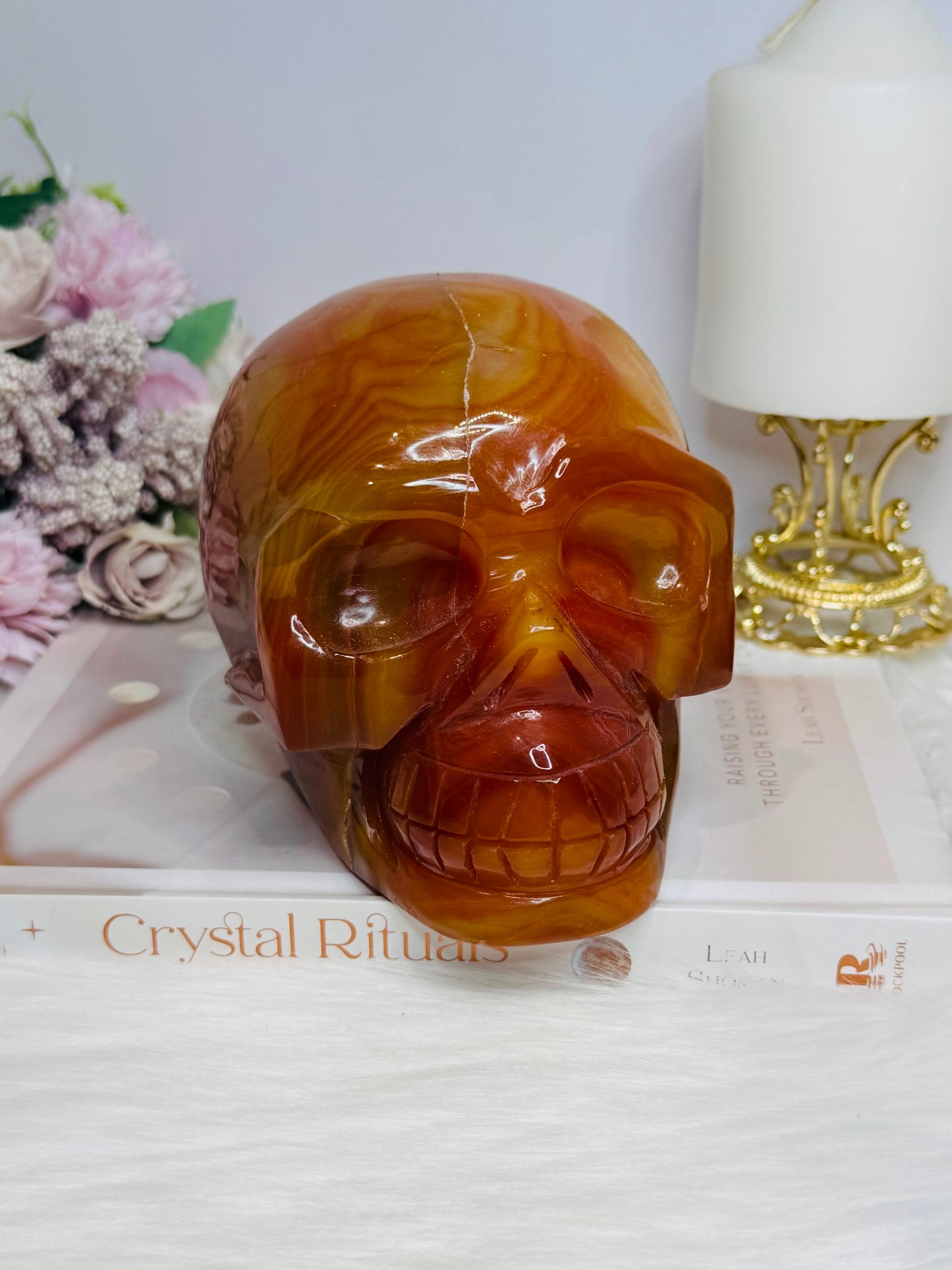 Huge Carnelian Carved Skull 14cm 2.14KG ~ Reduced as surface crack