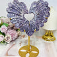 Large Lepidolite Feather Style Heart On Stand 20.5cm