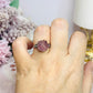 Purple Fluorite Rose Carved Adjustable Ring in Gift Bag