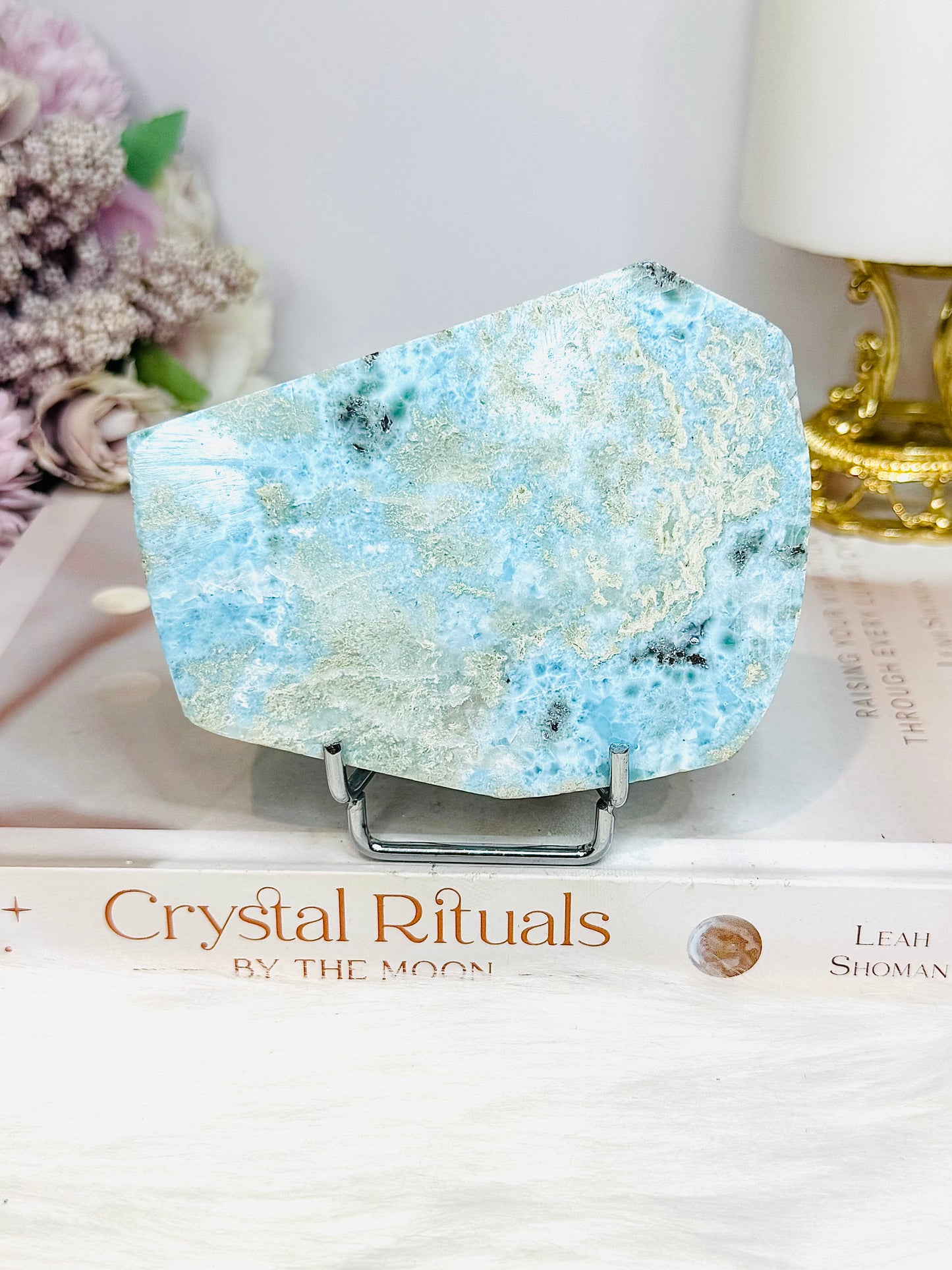A Collectors Piece ~ Natural Larimar Slab On Stand 10cm 169g