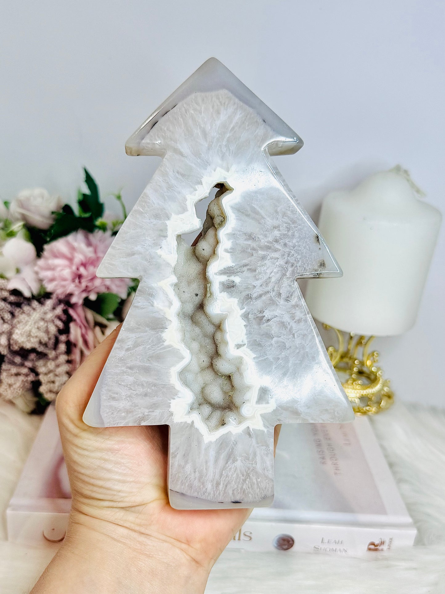 Large High Grade Sugar Druzy Agate Christmas Tree 18cm 445g
