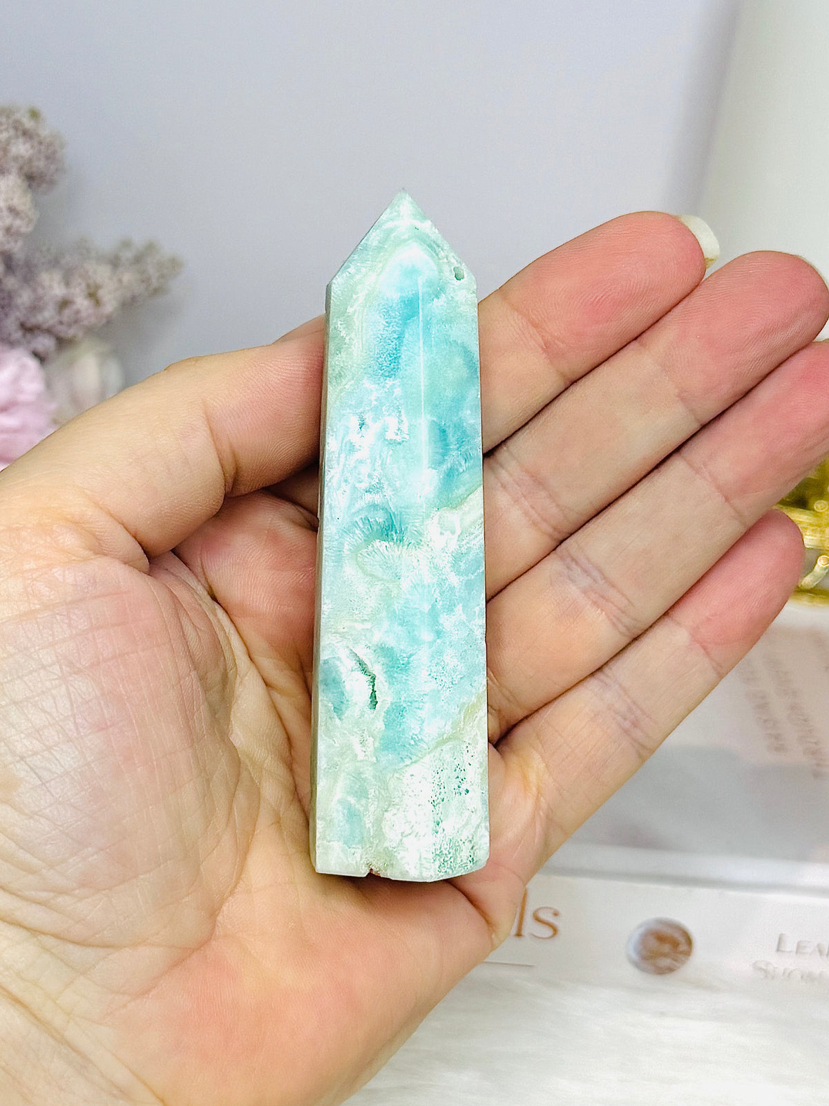 Blue Hemimorphite Druzy Tower 9cm