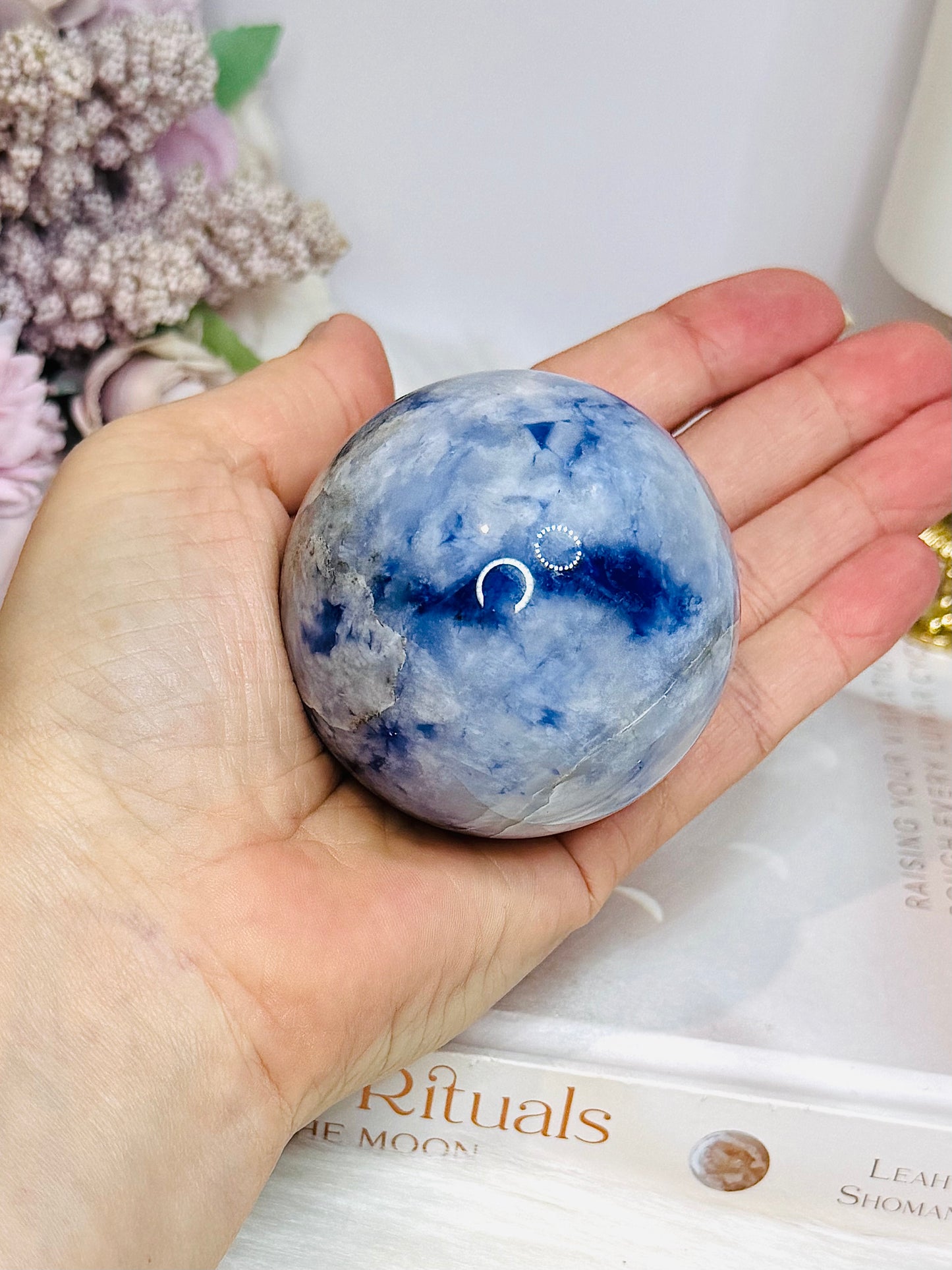 Blue Afghanite Sphere on Stand 277g