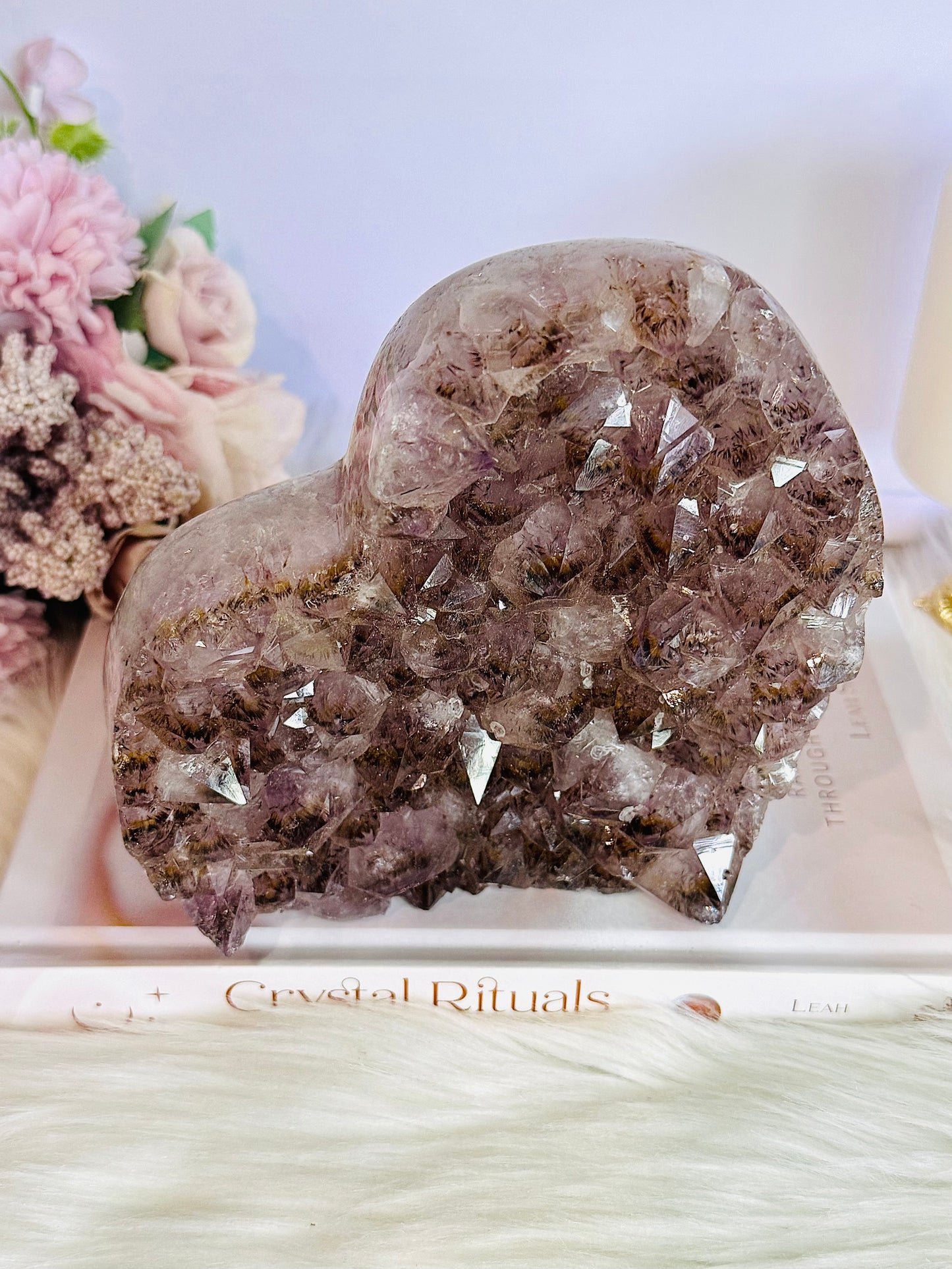 Huge 15cm 1.44KG Amethyst Cluster Carved Heart From Brazil