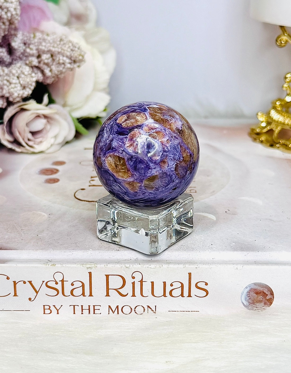 Natural Rare Charoite Sphere On Stand 76g