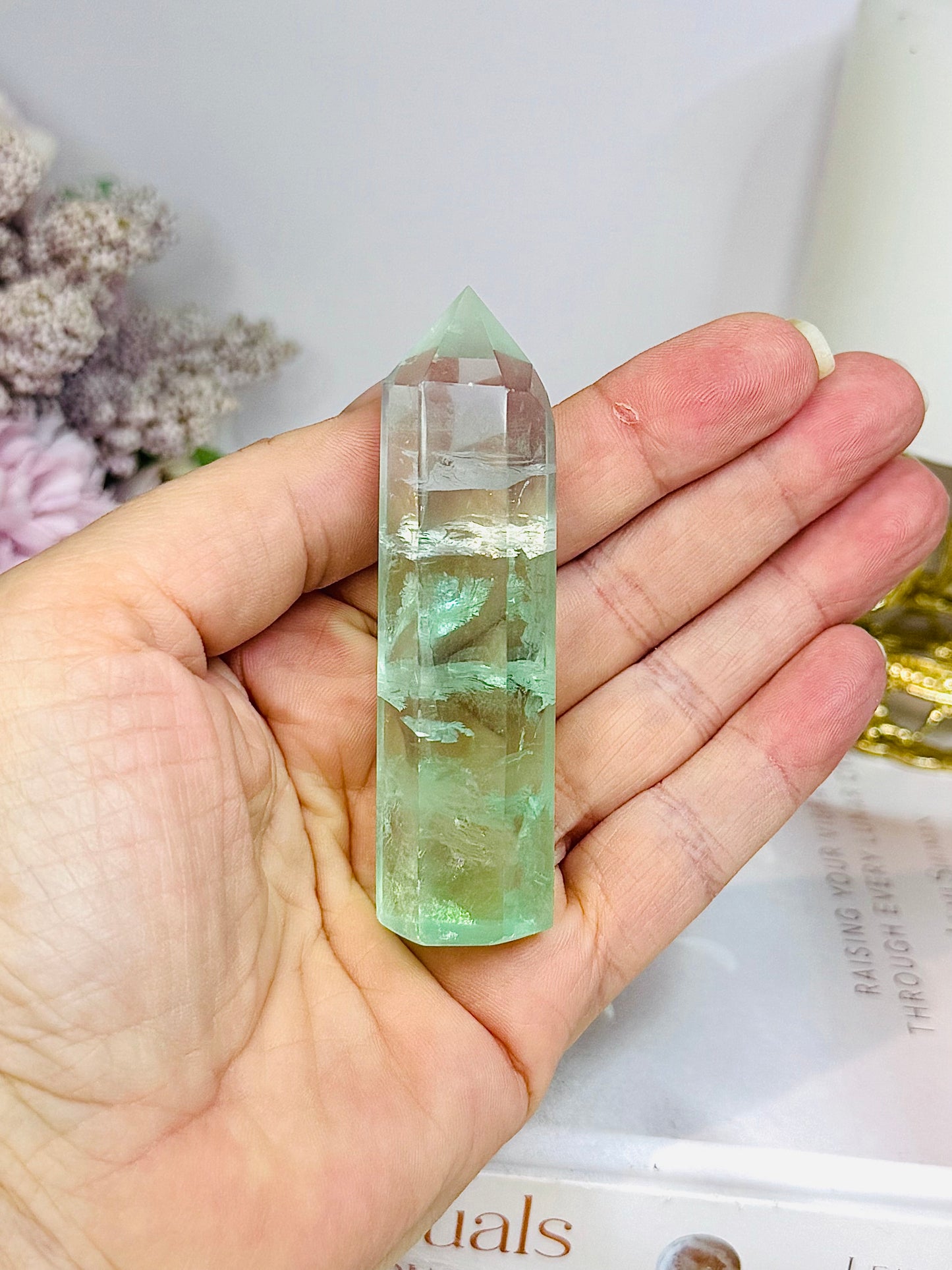 High Grade Fluorite Tower with Rainbows 7.5cm