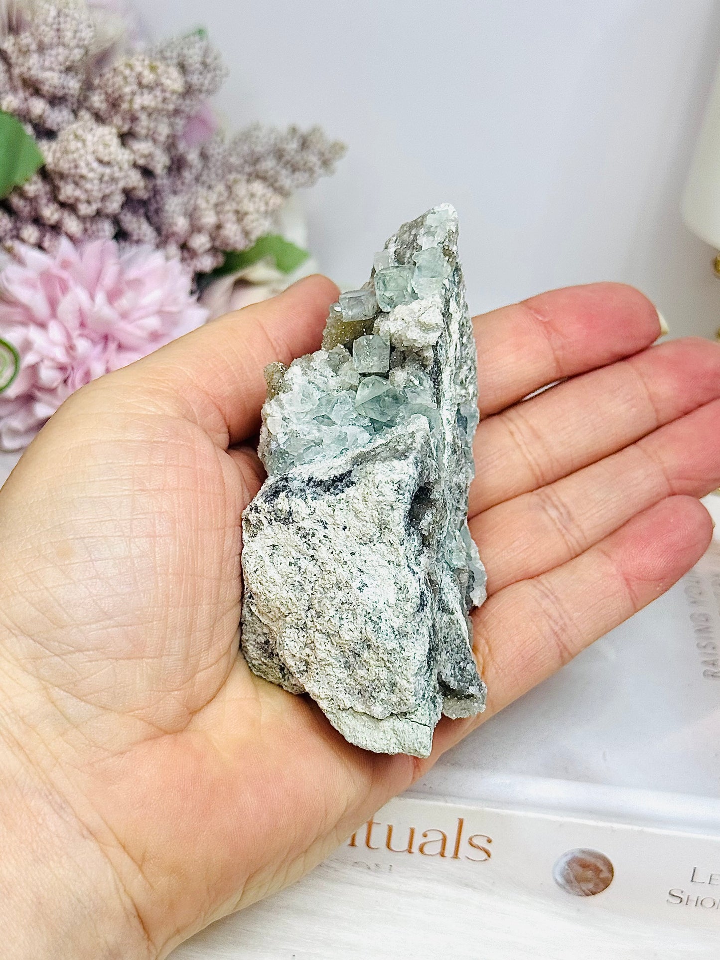 Cubed Blue Fluorite on Matrix 144g