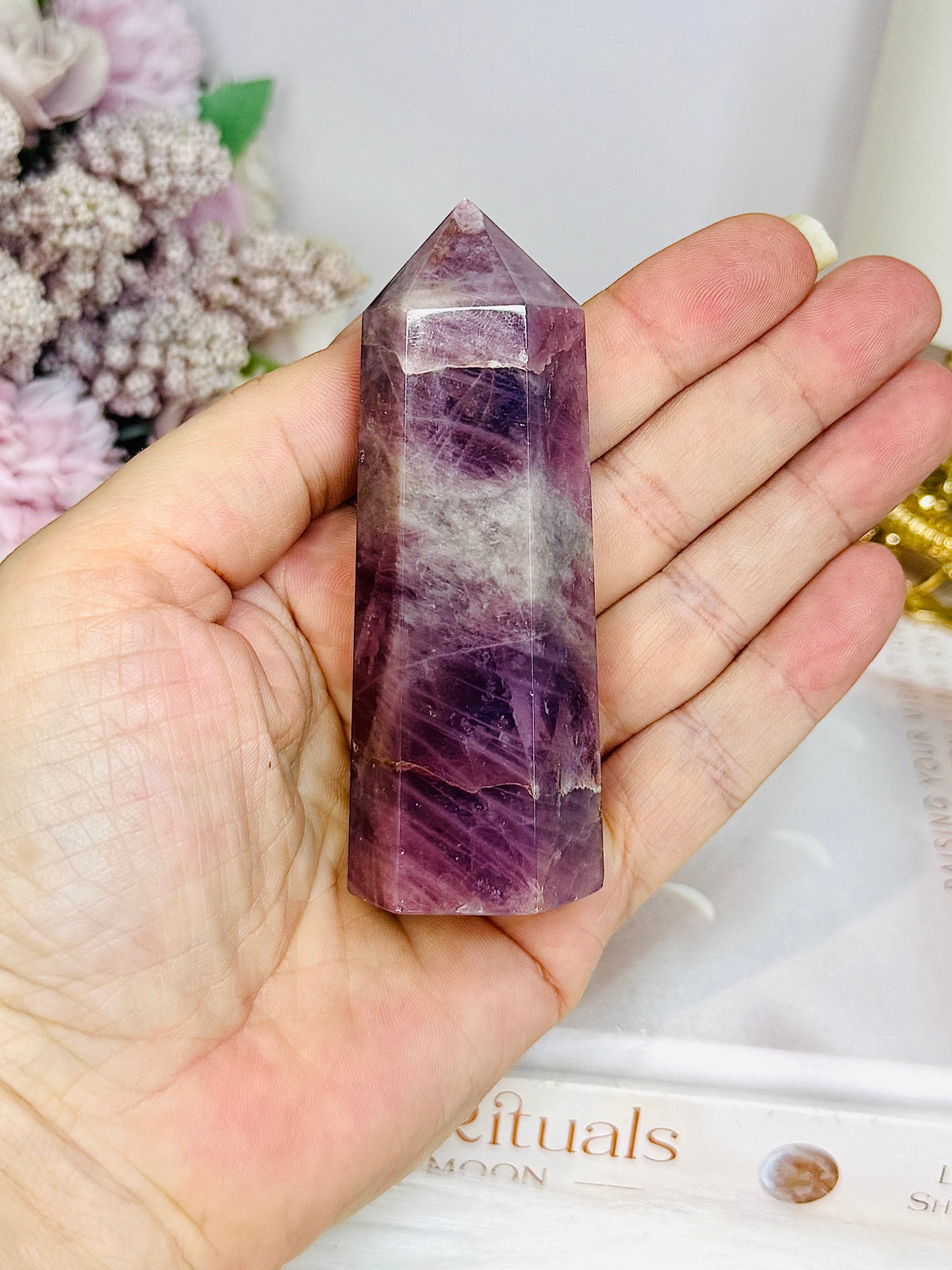 Lavender Rose Quartz Tower 9cm