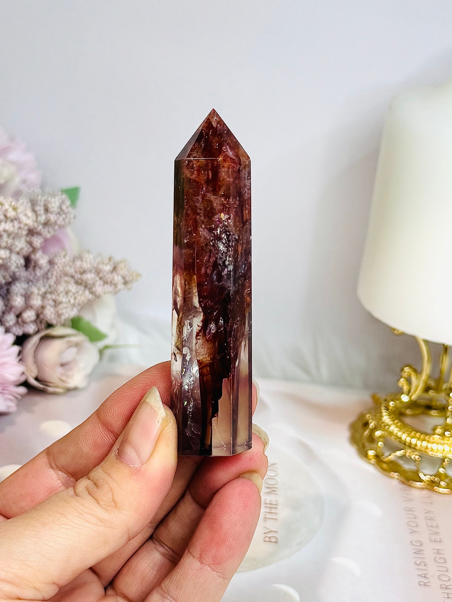 High Grade Fire Quartz Tower with Rainbows 8.5cm