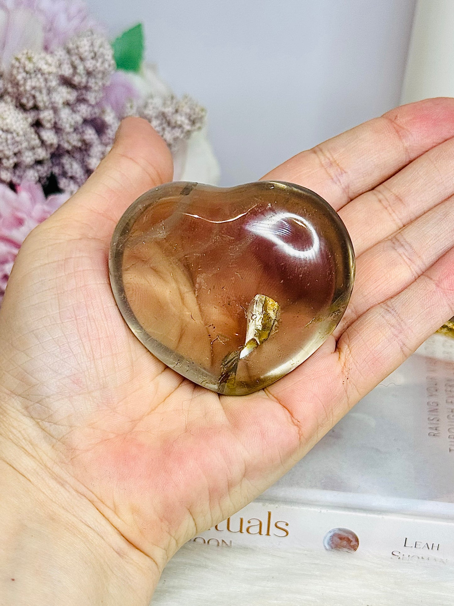 Chunky Smokey Quartz Heart On Stand