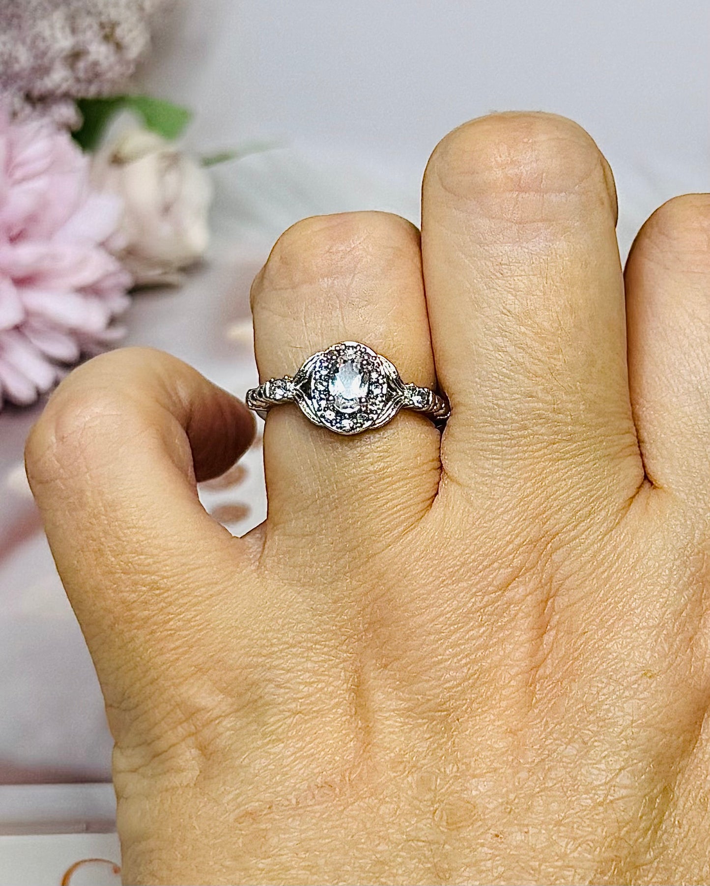 Clear Quartz Adjustable Ring in Gift Bag