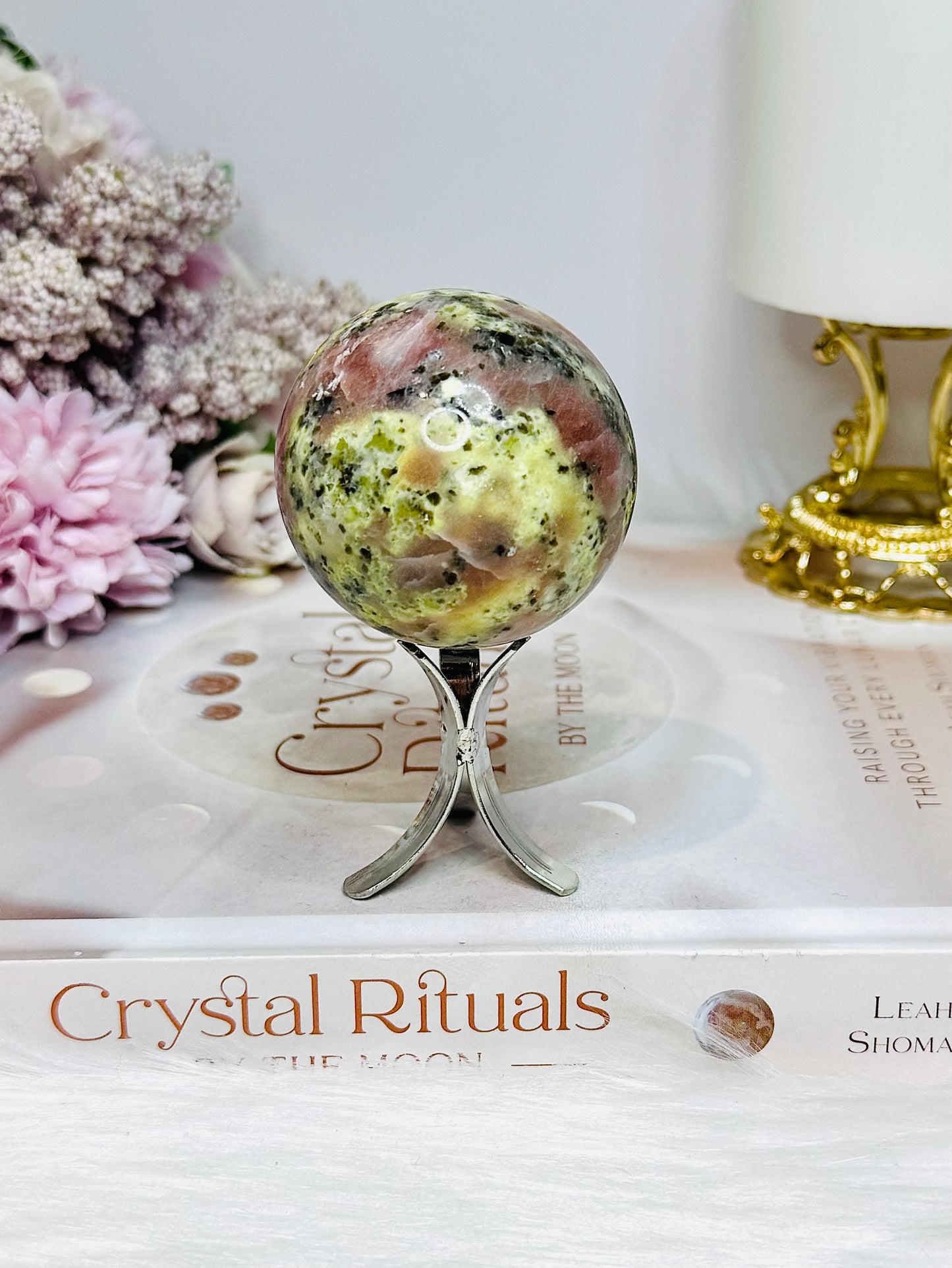 Peach Blossom Tourmaline Sphere On Stand 180g