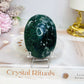 Large Moss Agate Palm Stone (stand is display only)