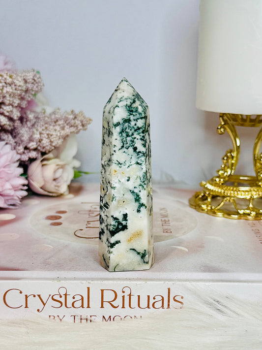 Moss Agate Tower 8.5cm