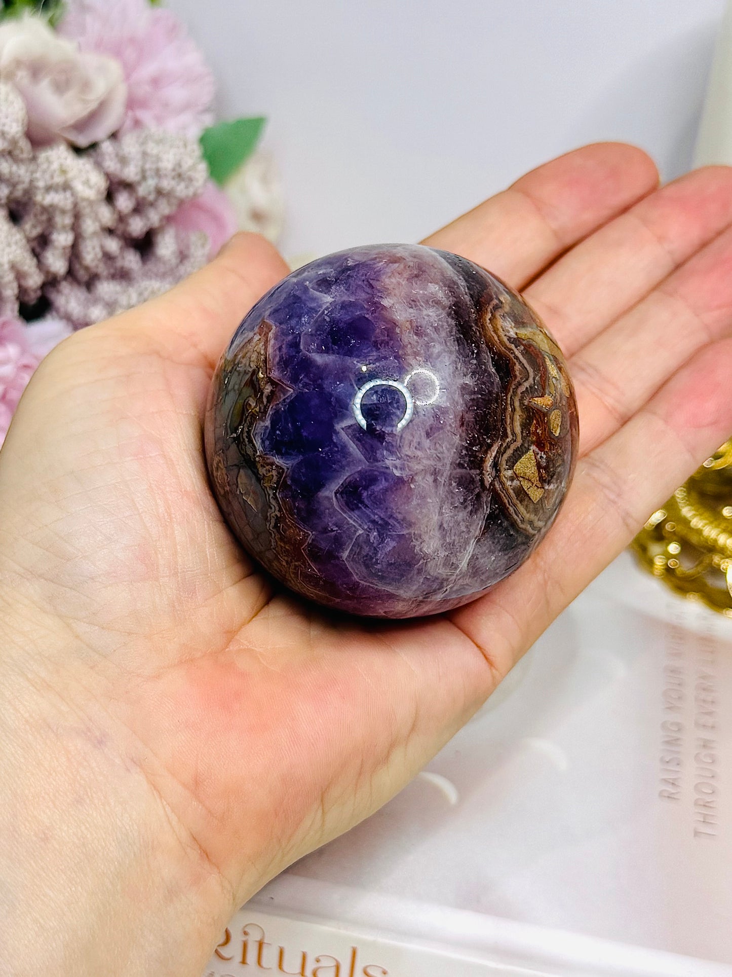 Crazy Lace Amethyst Sphere on Stand 273g