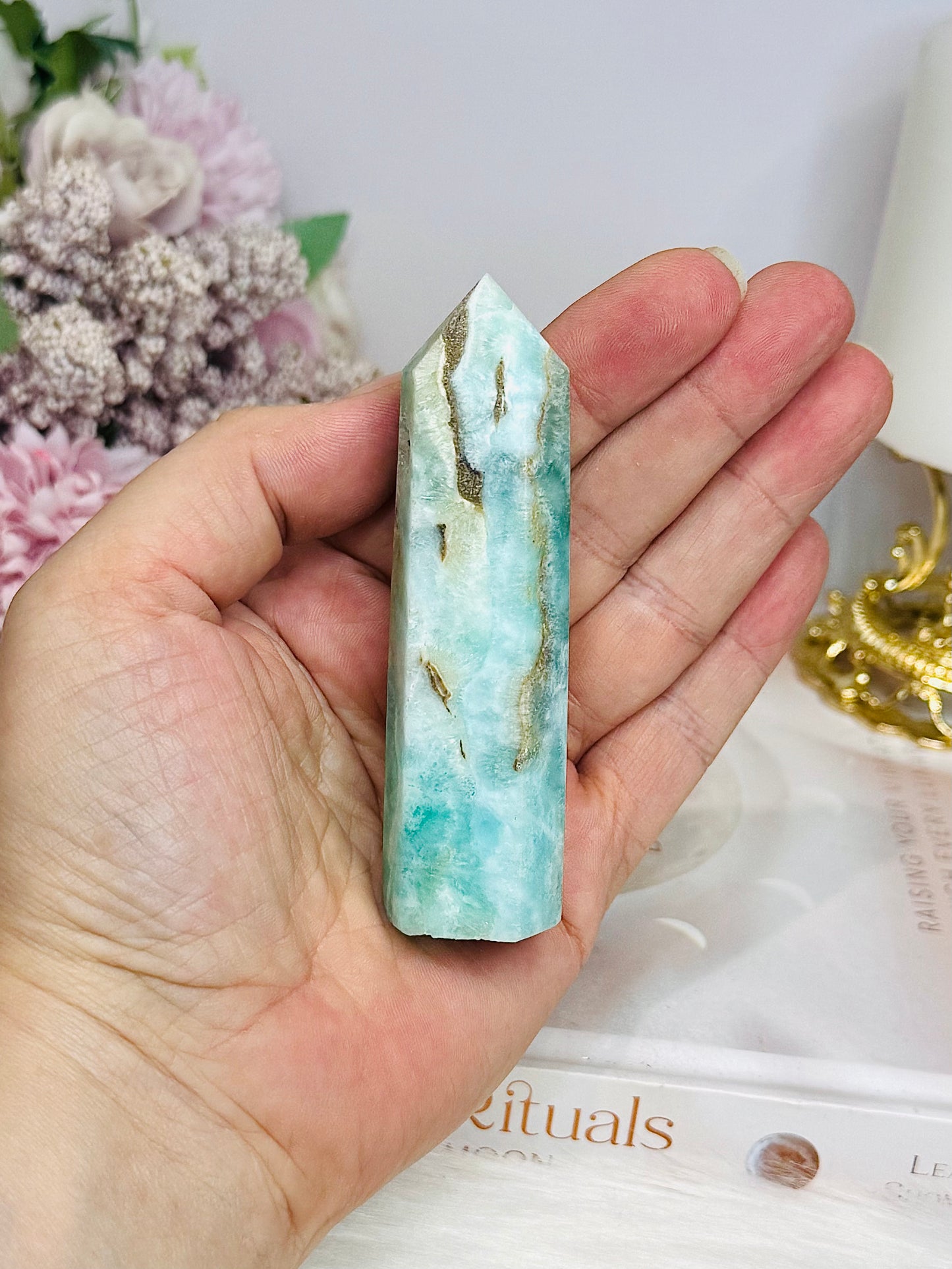 Blue Hemimorphite Druzy Tower 9cm