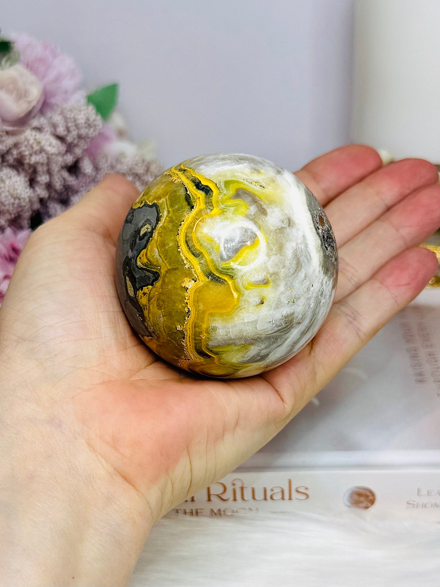 Large Bumblebee Jasper Sphere on Stand 383g