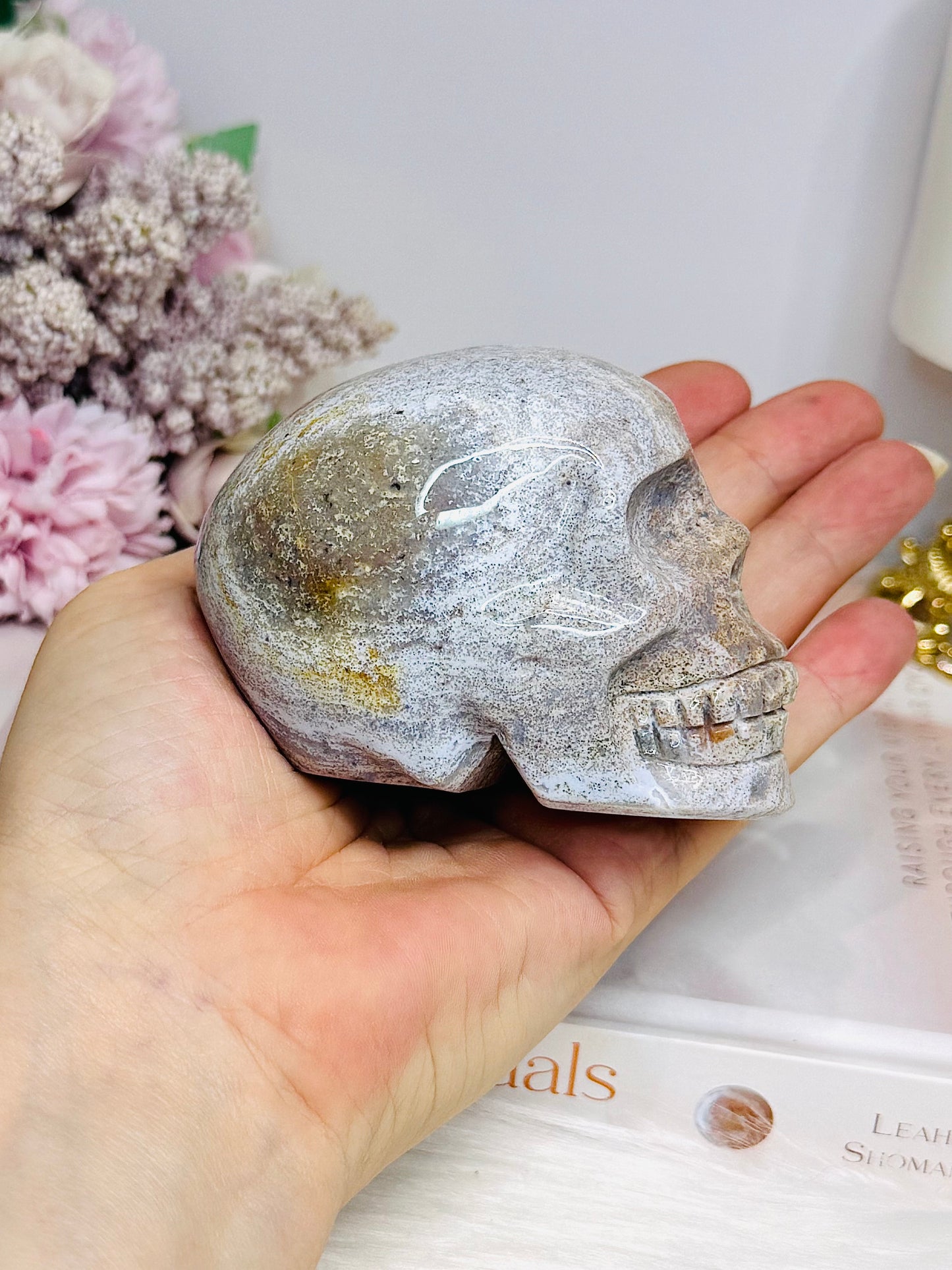 Ocean Jasper Carved Skull 8cm 401g