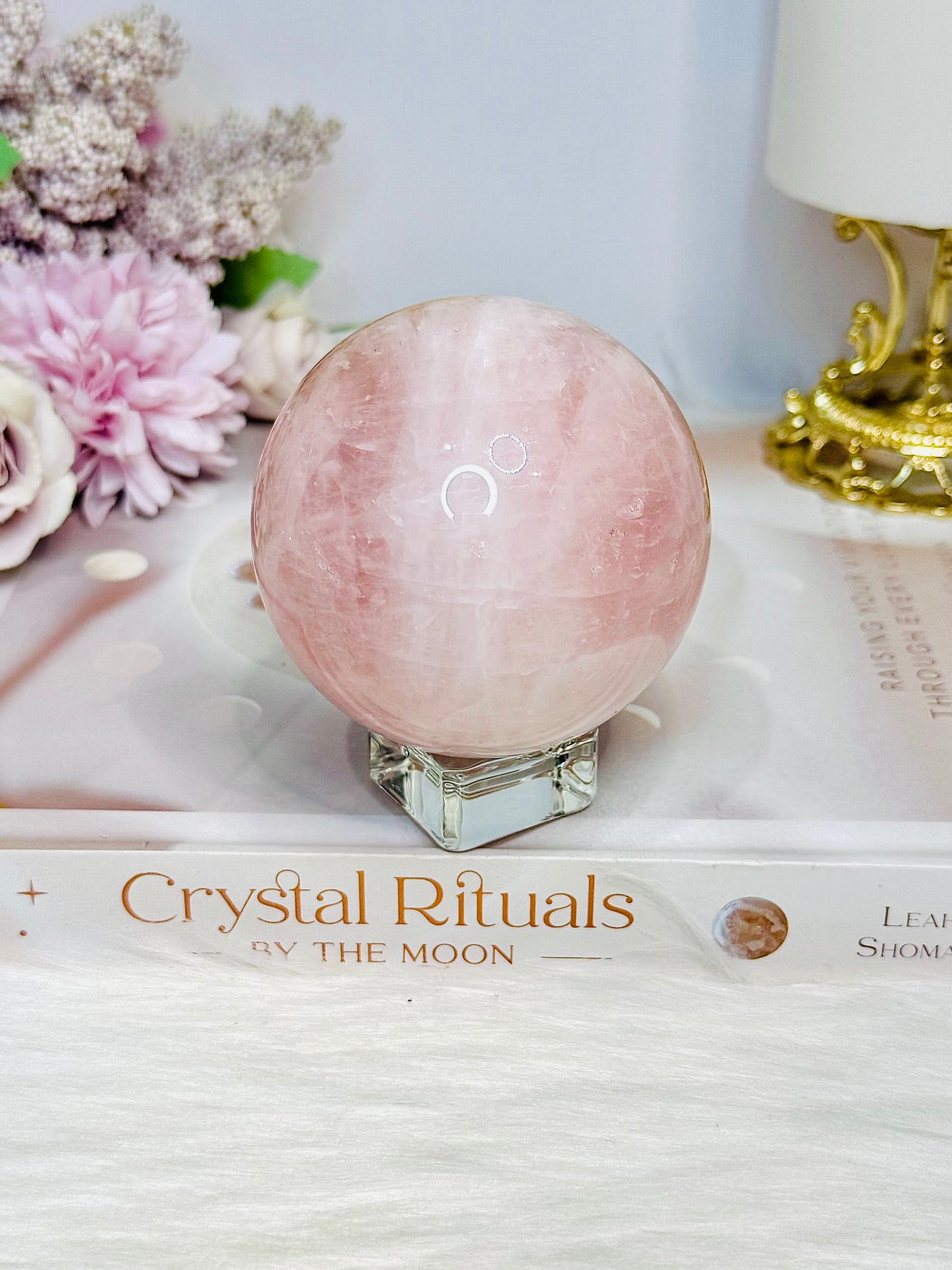 Large Rose Quartz Sphere (with Iron Oxide) on Stand 408g