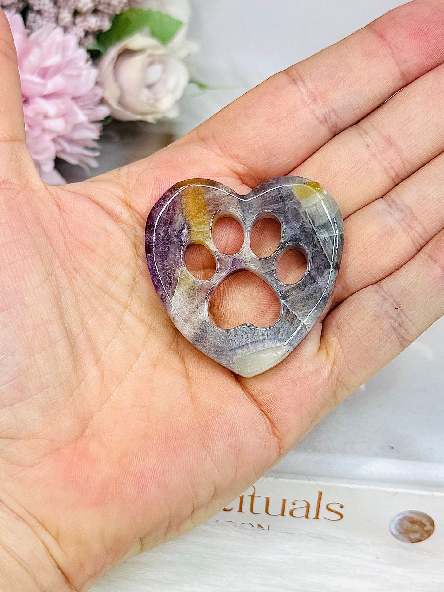 Fluorite Carved Animal Paw Print 5cm
