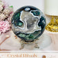 High Grade Druzy Moss Agate Sphere on Stand 1.09KG