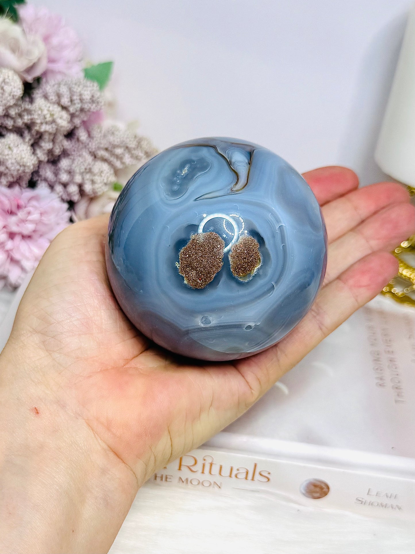 Volcano | Football Agate Sphere On Stand 546g
