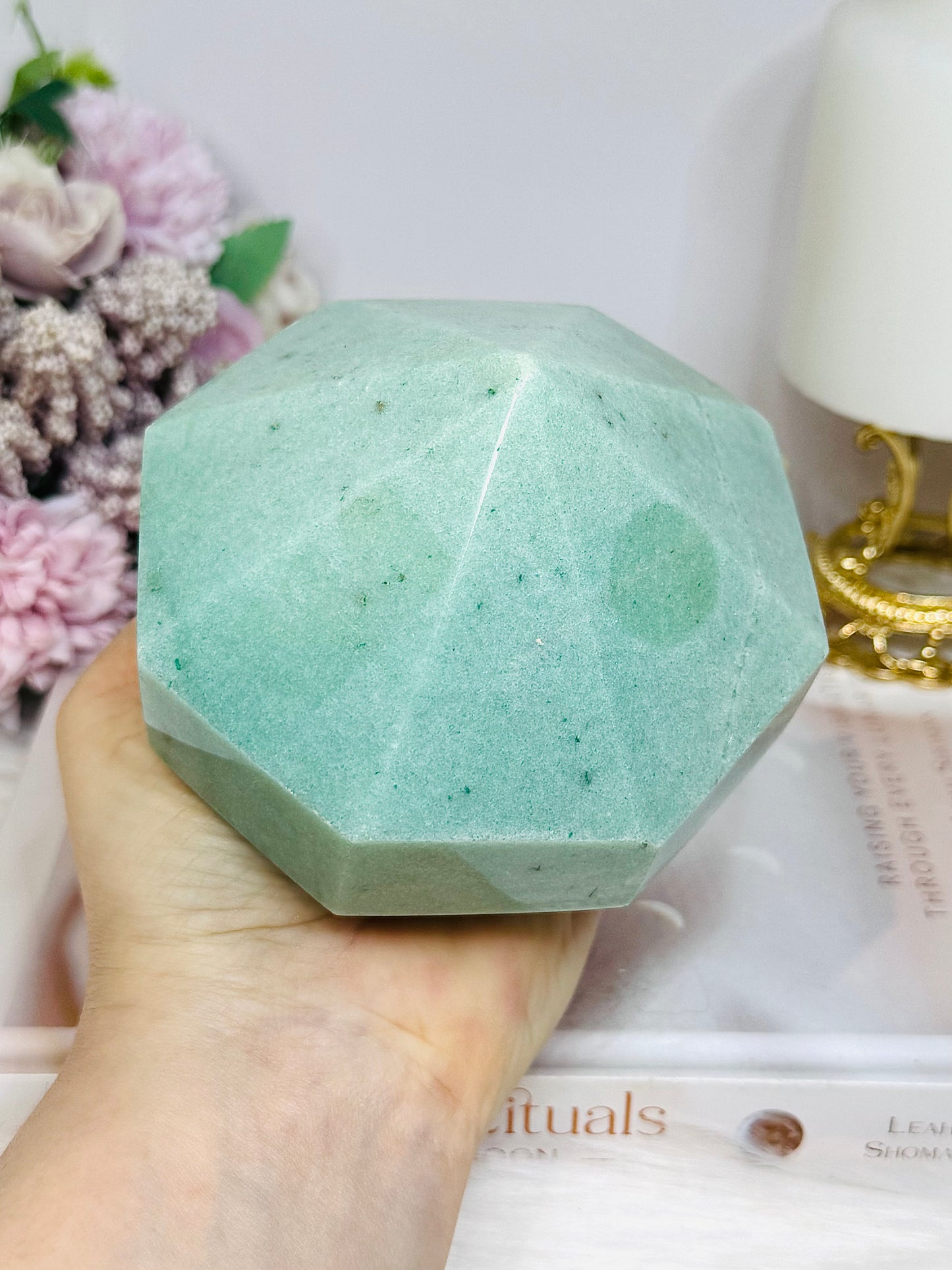 Unique Large Amazonite 8 Sided Freeform 1.17KG (sticker marks on crystal)