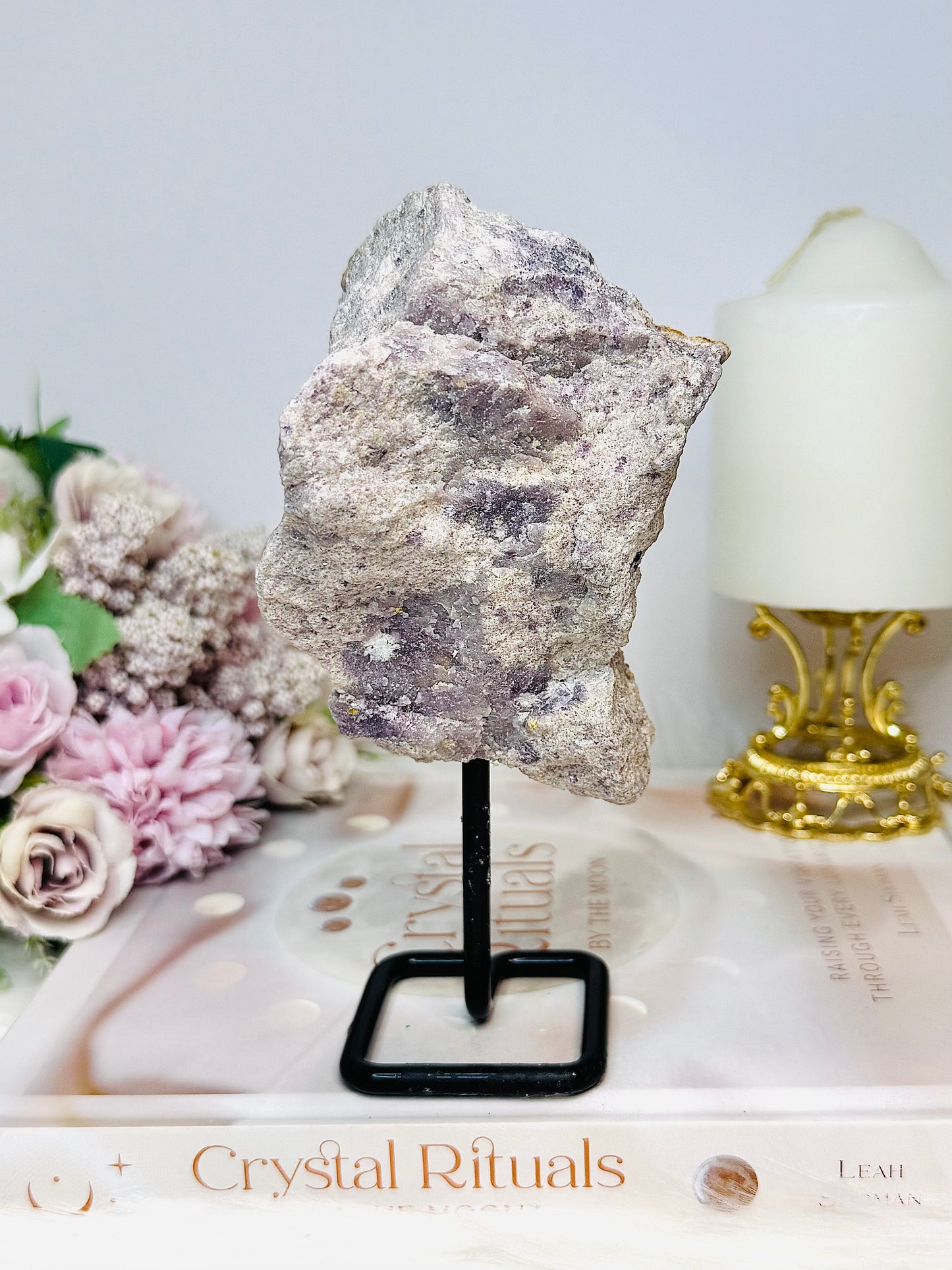 Natural Lepidolite Specimen On Stand 472g 16cm