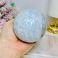 Large Blue Calcite Sphere on Stand 667g