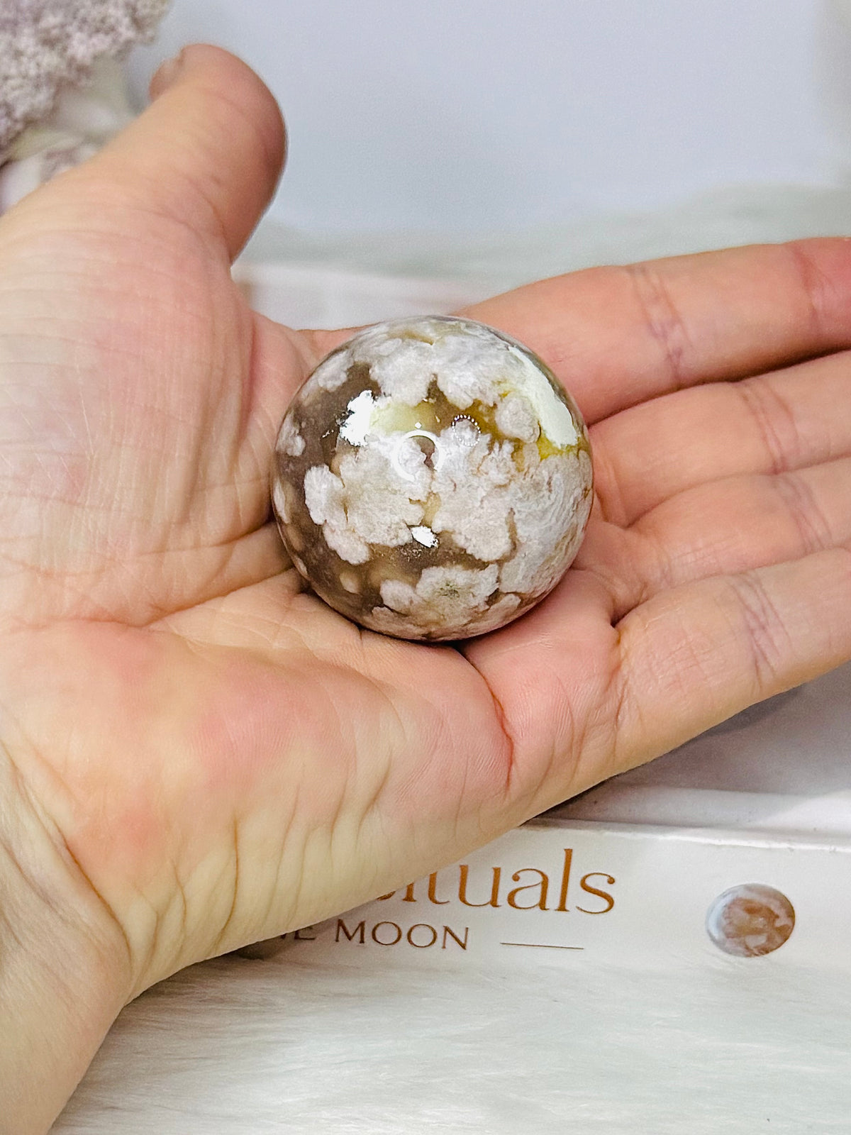 Flower Agate Sphere On Stand 74g