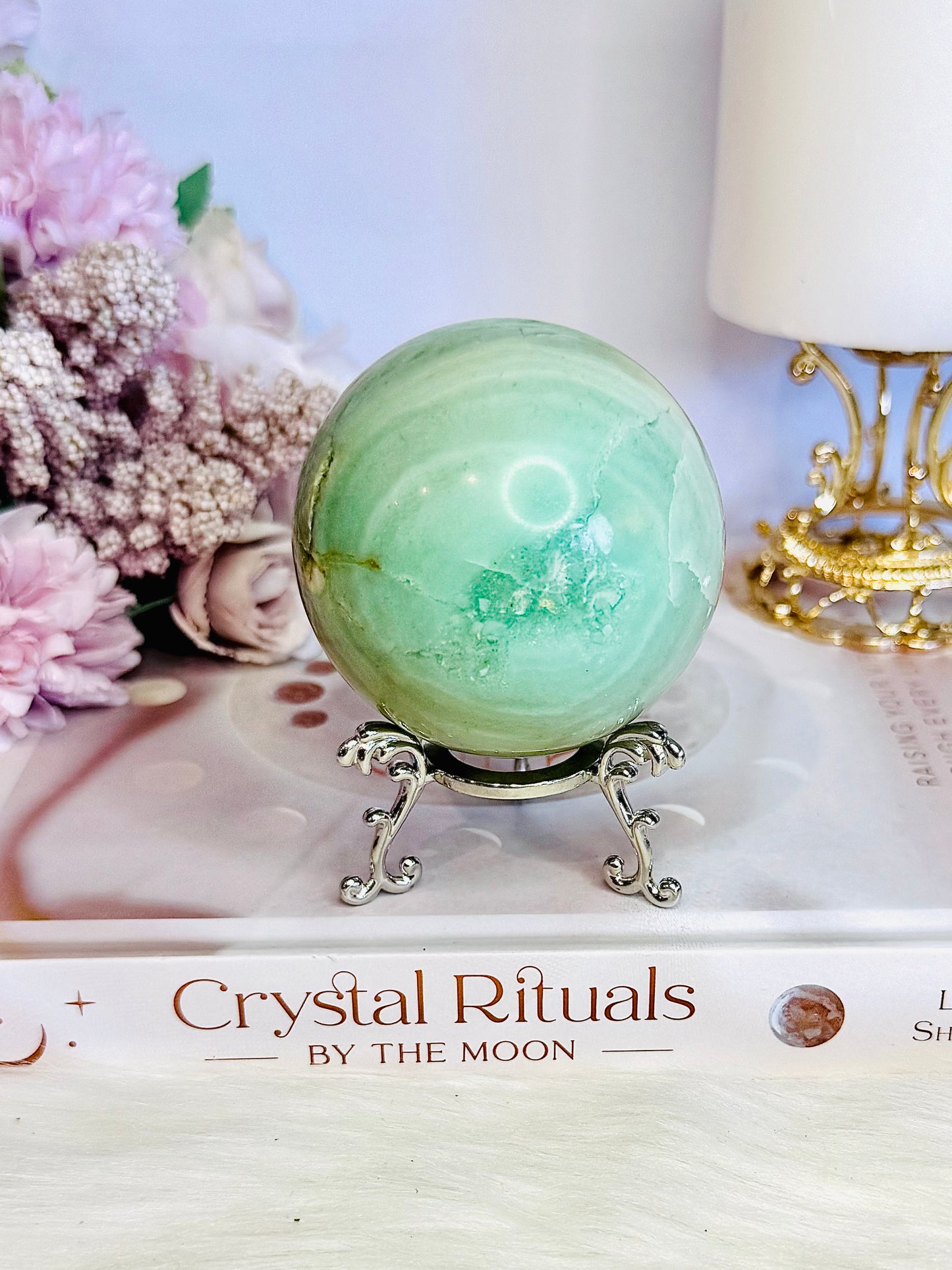 Beautiful Natural Variscite Sphere On Stand 381grams