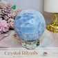 Blue Calcite Large Sphere on Stand 578g