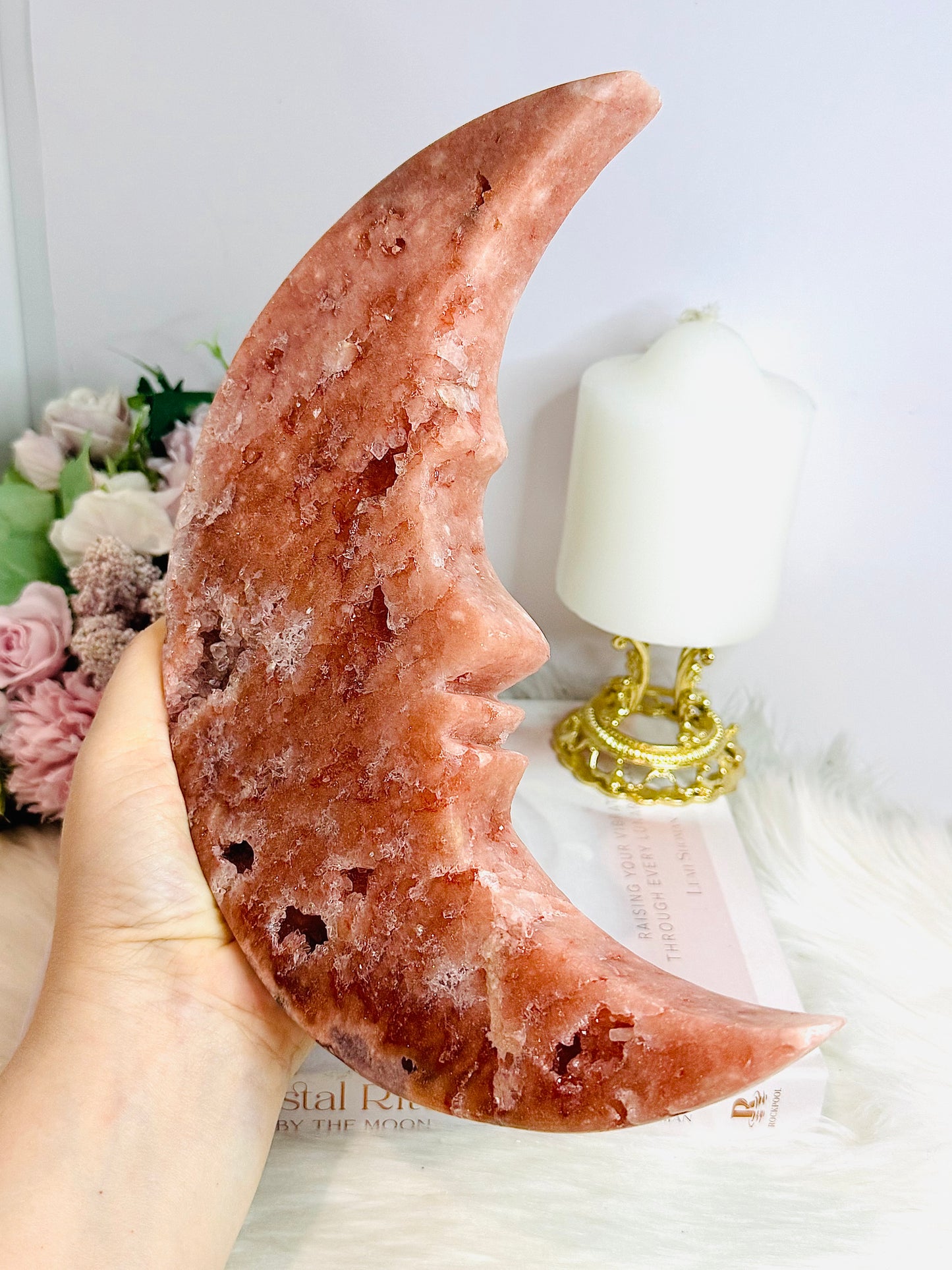 Huge Pink Amethyst Druzy Moon 21cm 1.06KG
