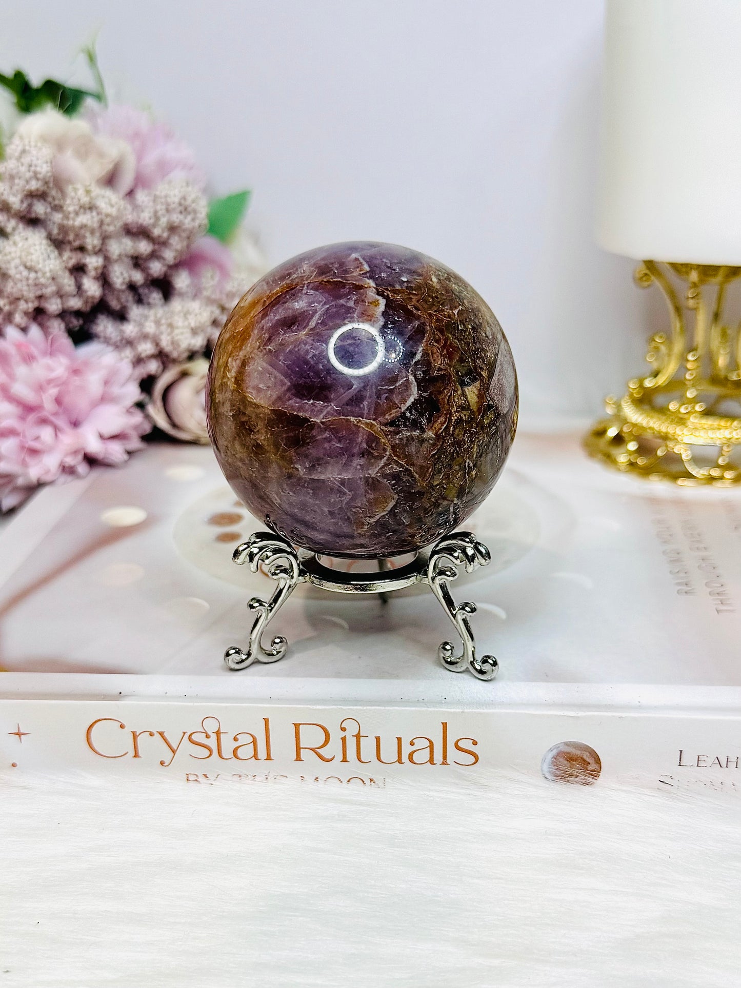 Crazy Lace Amethyst Sphere on Stand 300g