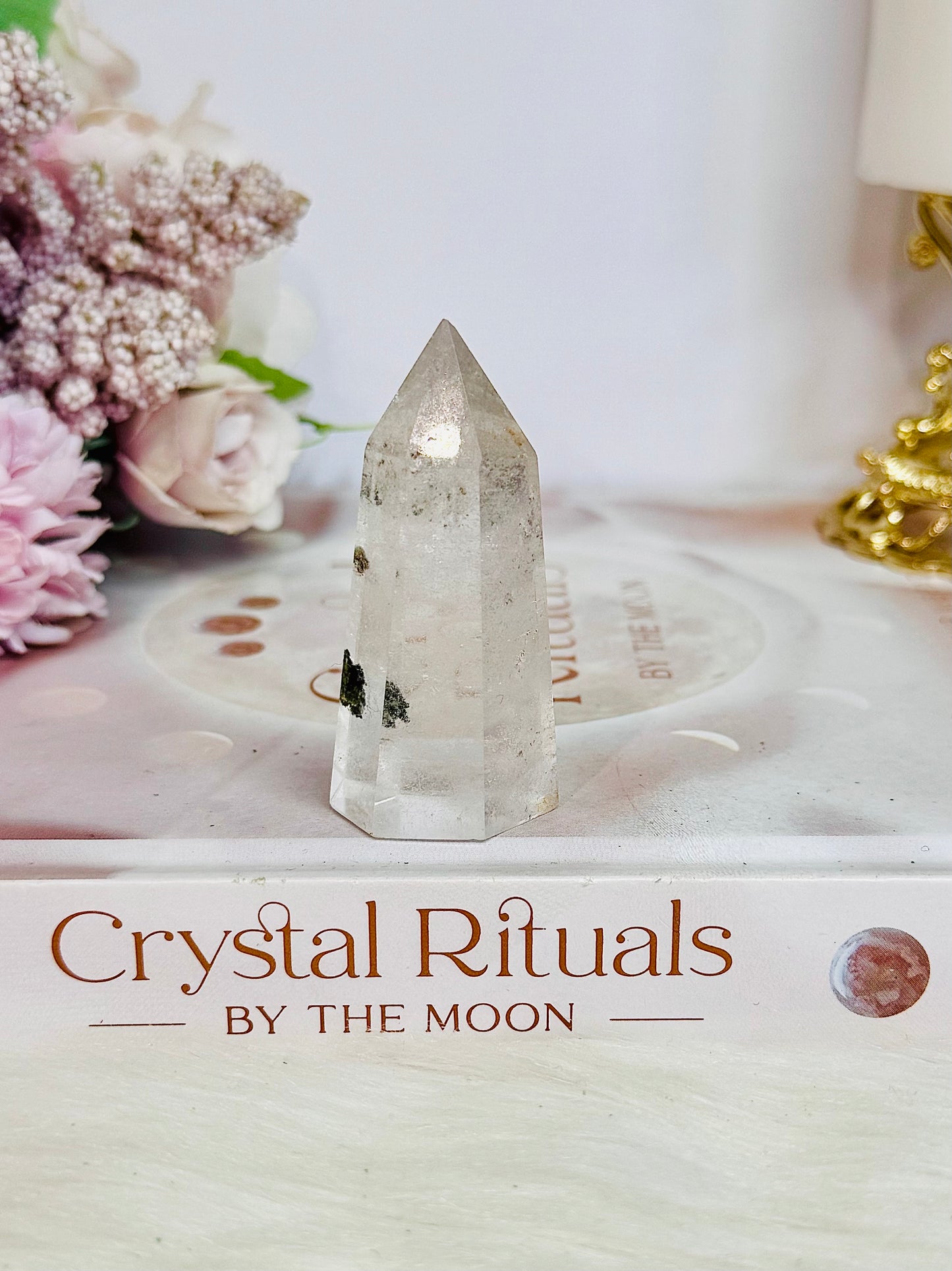 Beautiful Clear Quartz Tower | Point with Garden Quartz Inclusions 6cm