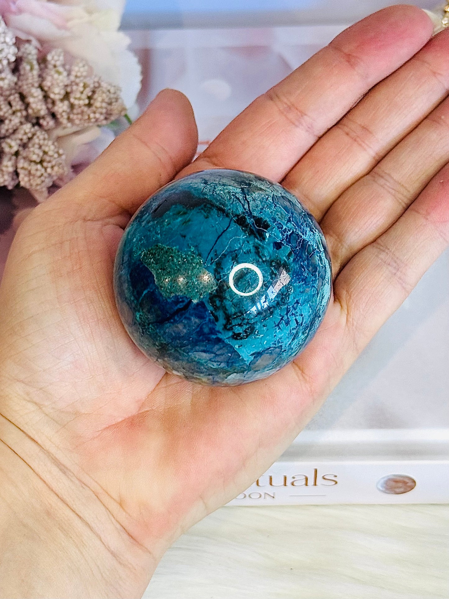 Absolutely Incredible High Grade Chrysocolla Sphere on Stand 6.5cm