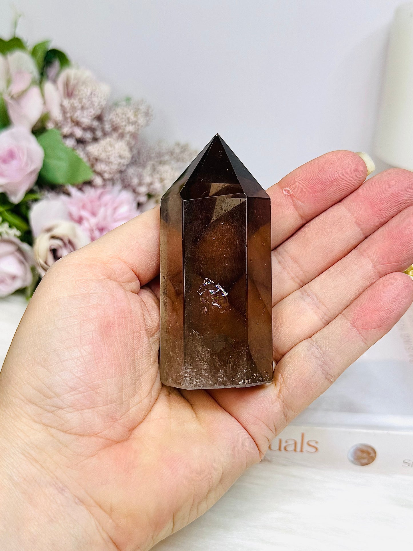 Smokey Quartz Tower with Rainbows 8cm